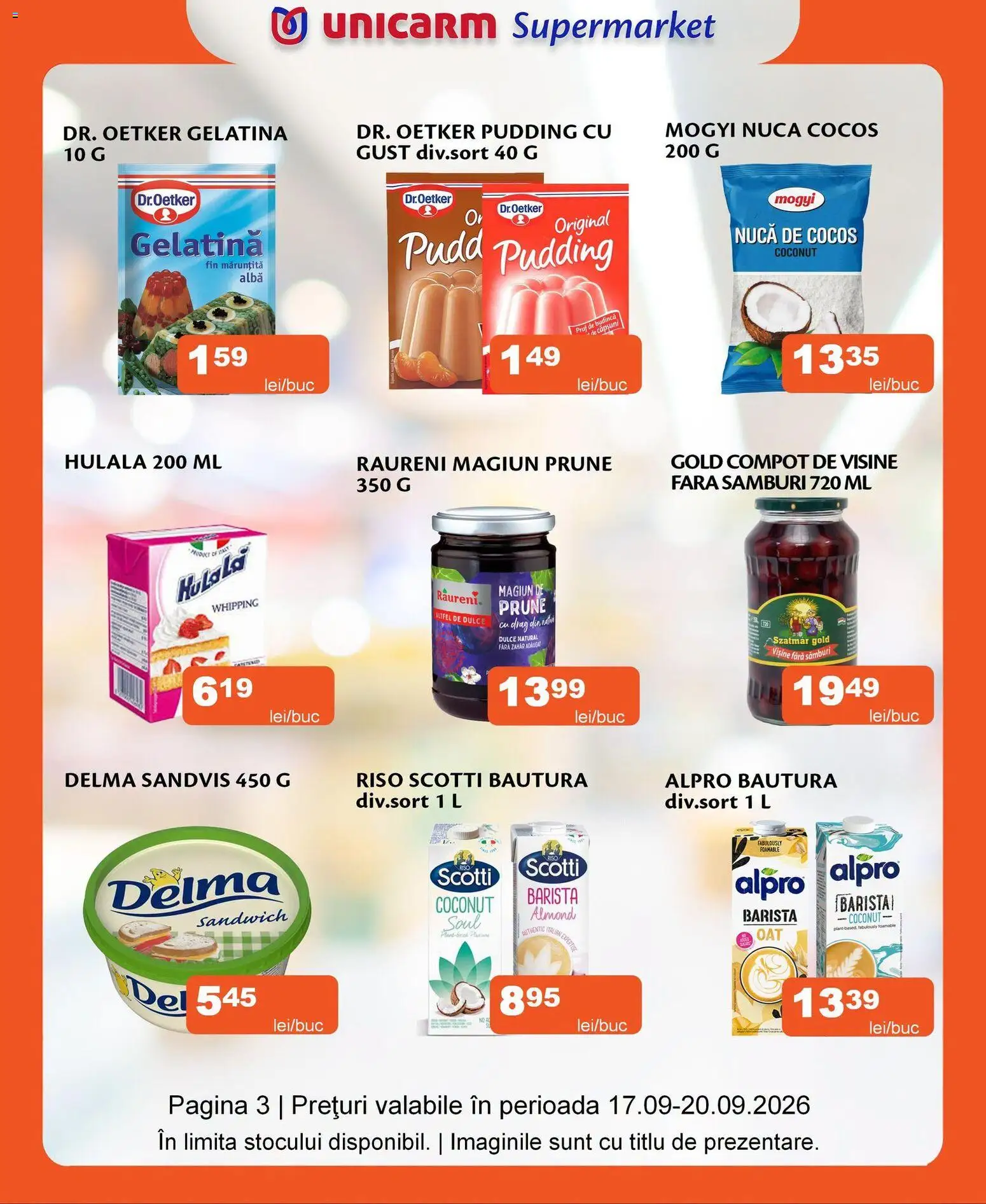 Noul catalog Unicarm – valabil de la 17.09.2026 | Pagină: 3 | Produse: Prune, Căpșuni, Compot, Zahăr