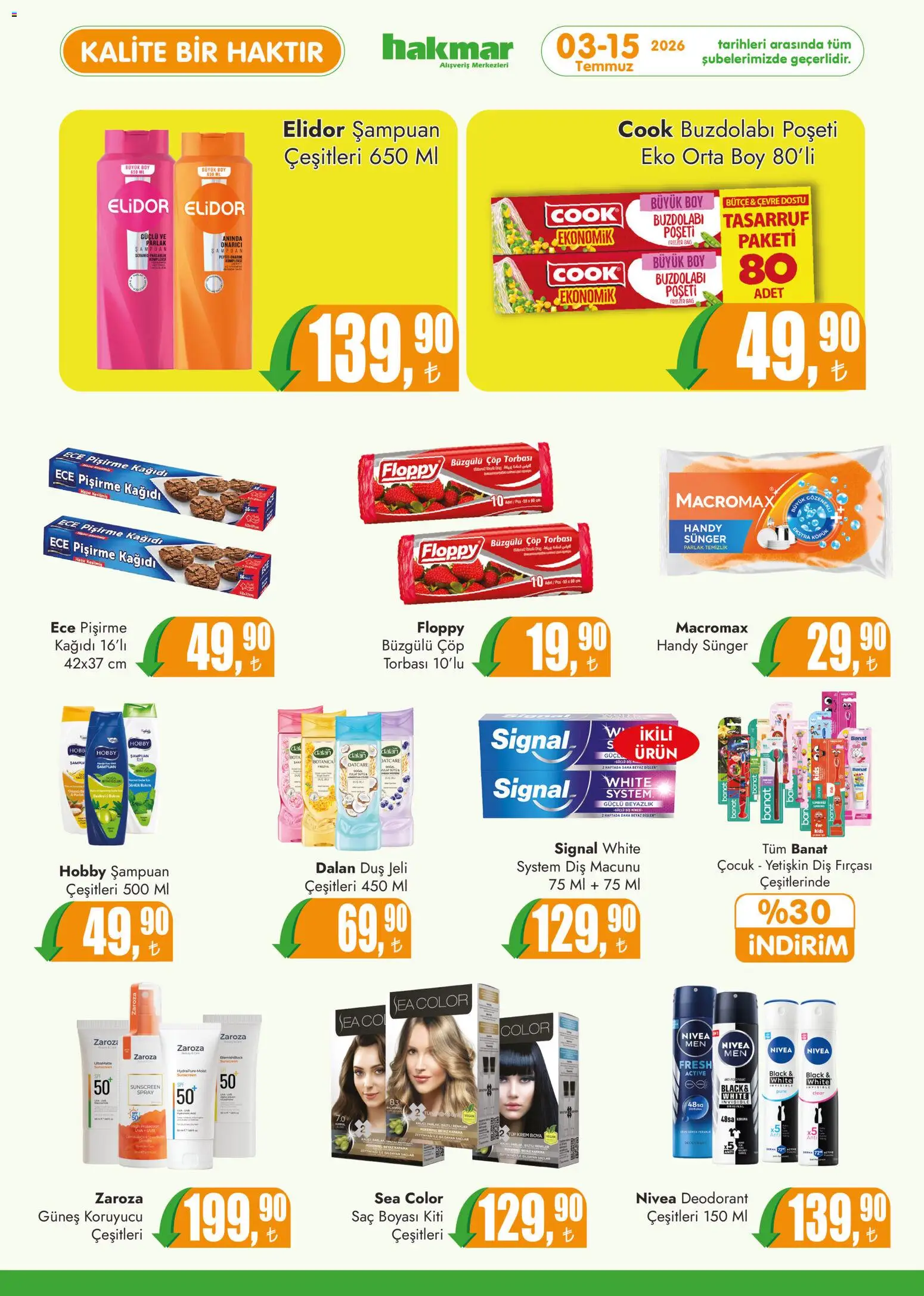 Hakmar Katalog - 03 Temmuz 2026 tarihinden itibaren geçerlidir | Sayfa: 6 | Ürünler: Çöp torbası, Duş, Krem, Duş jeli