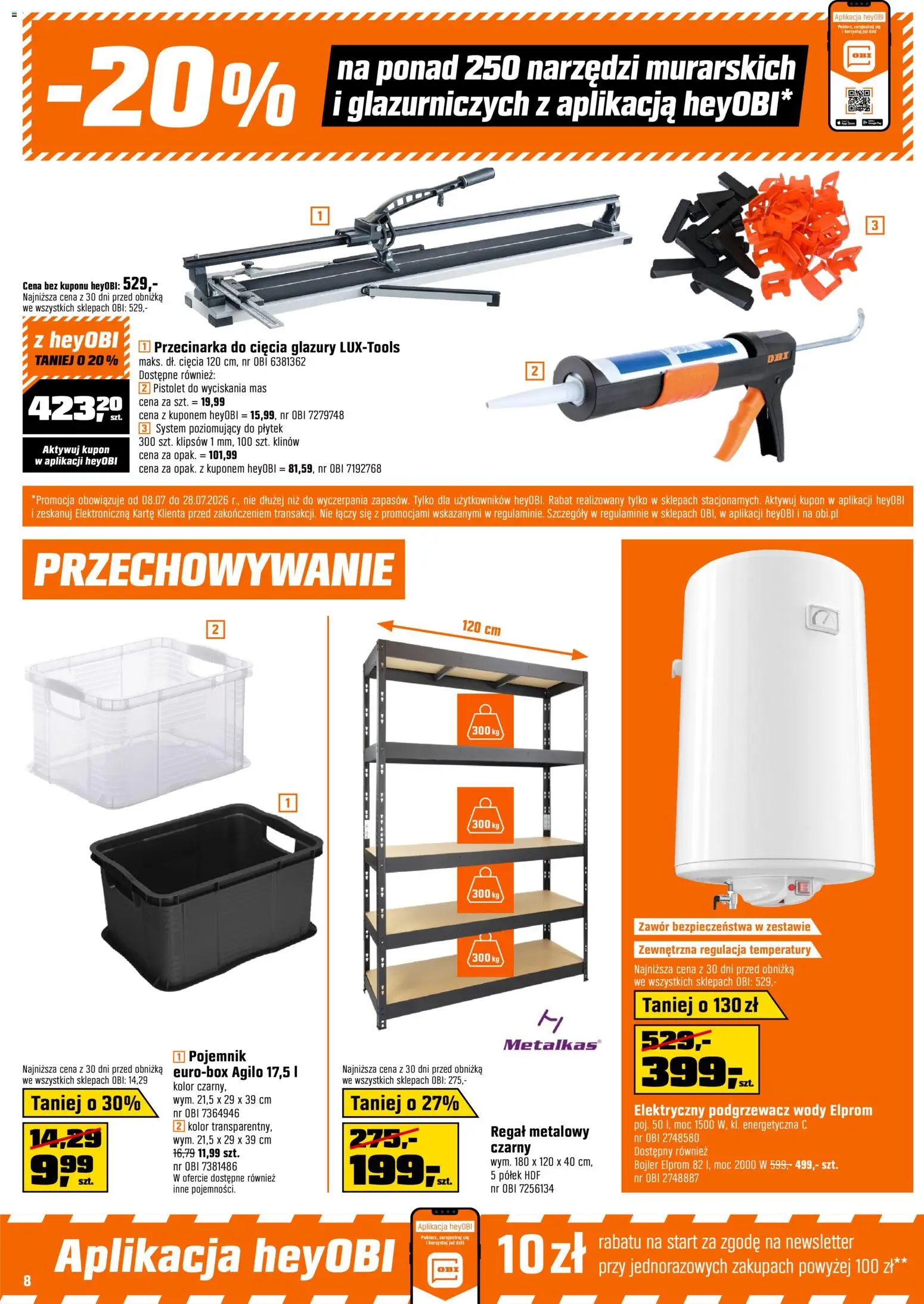 OBI gazetka od 08.07.2026 | Strona: 8 | Produkty: Regał metalowy, Regał