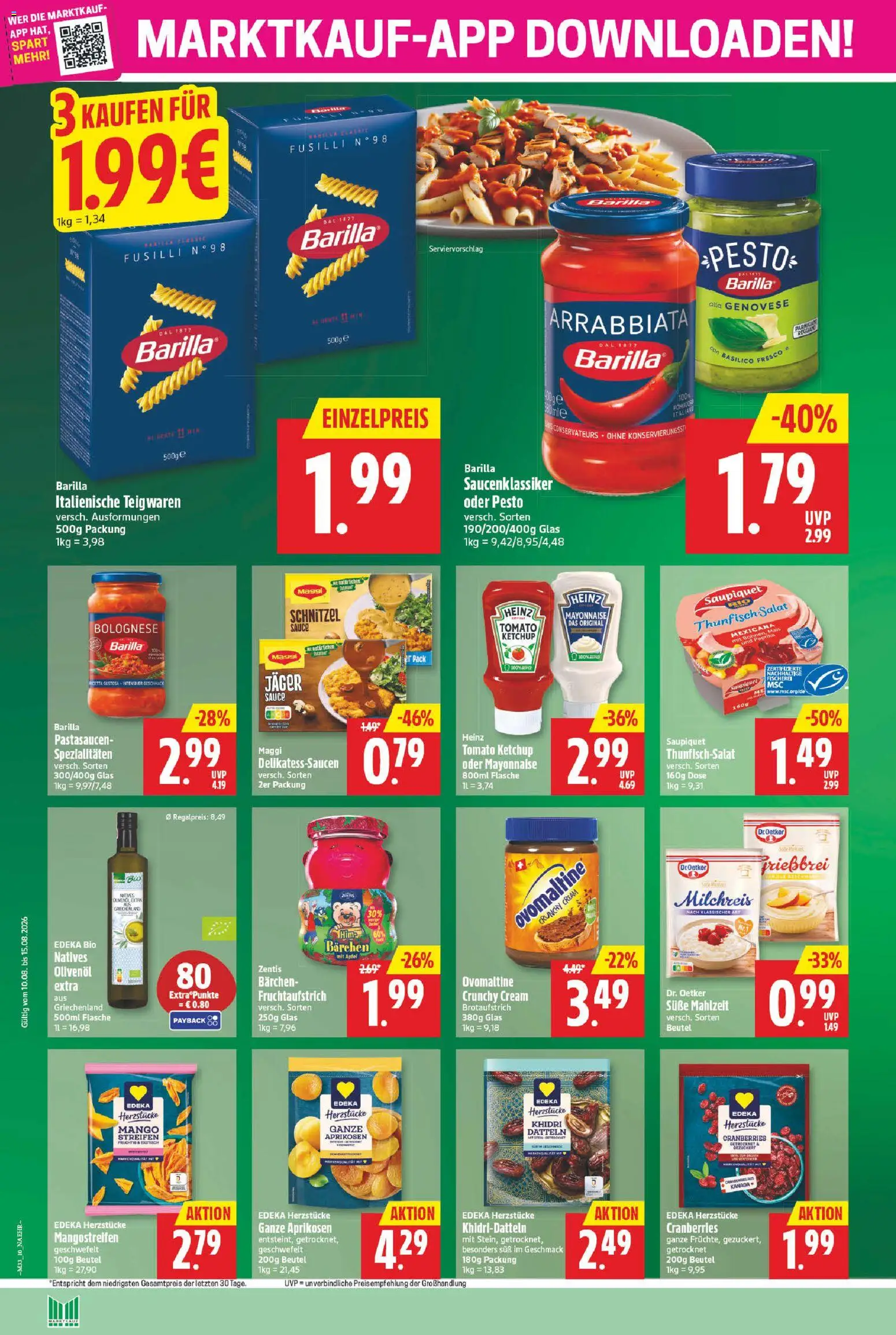 Marktkauf Prospekt – gültig ab 10.08.2026 | Seite: 10 | Produkte: Barilla, Äpfel, Schnitzel, Mayonnaise