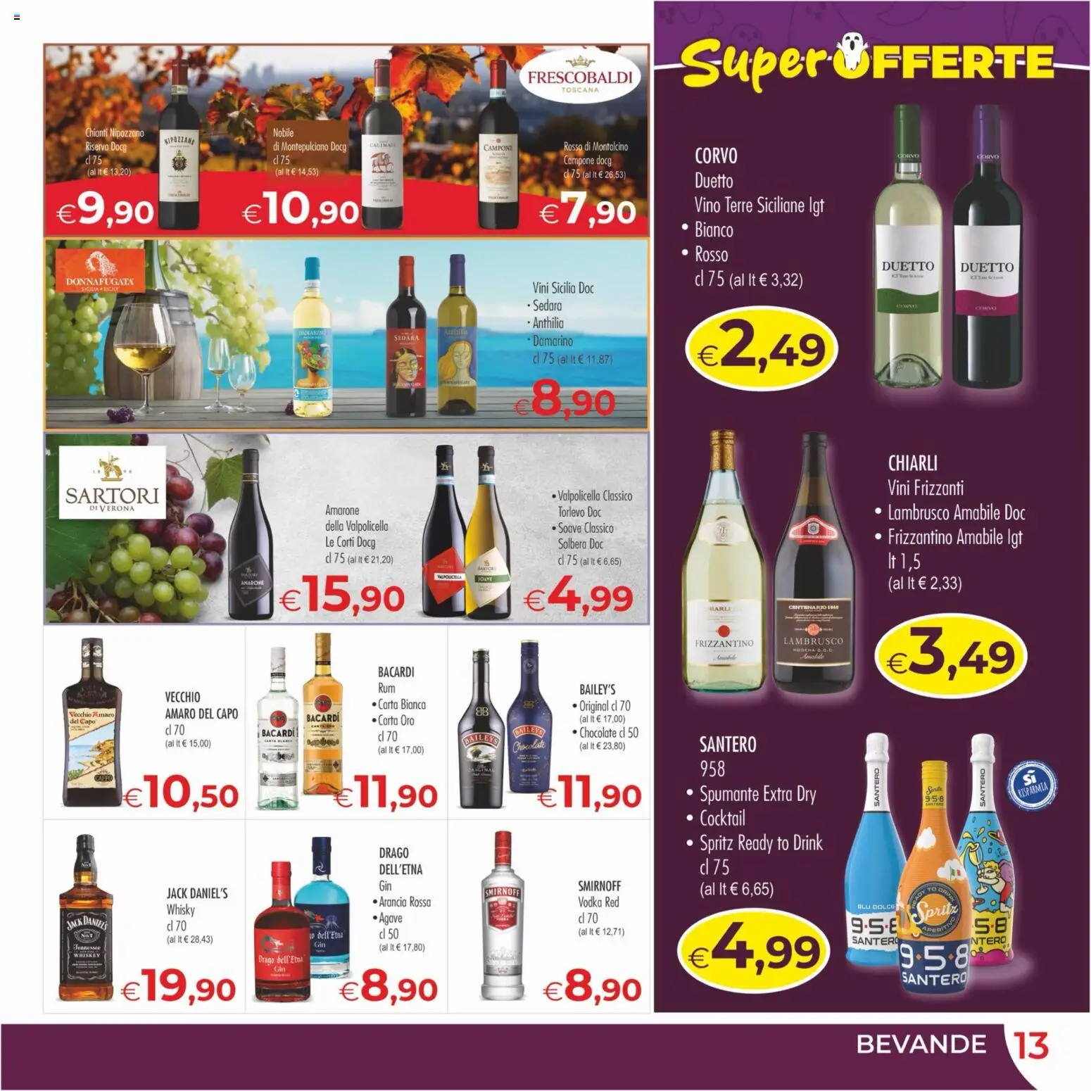 Volantino MerSi Supermercati del 21/10/2026 | Pagina: 13 | Prodotti: Whisky, Jack Daniel’s, Spumante, Amaro