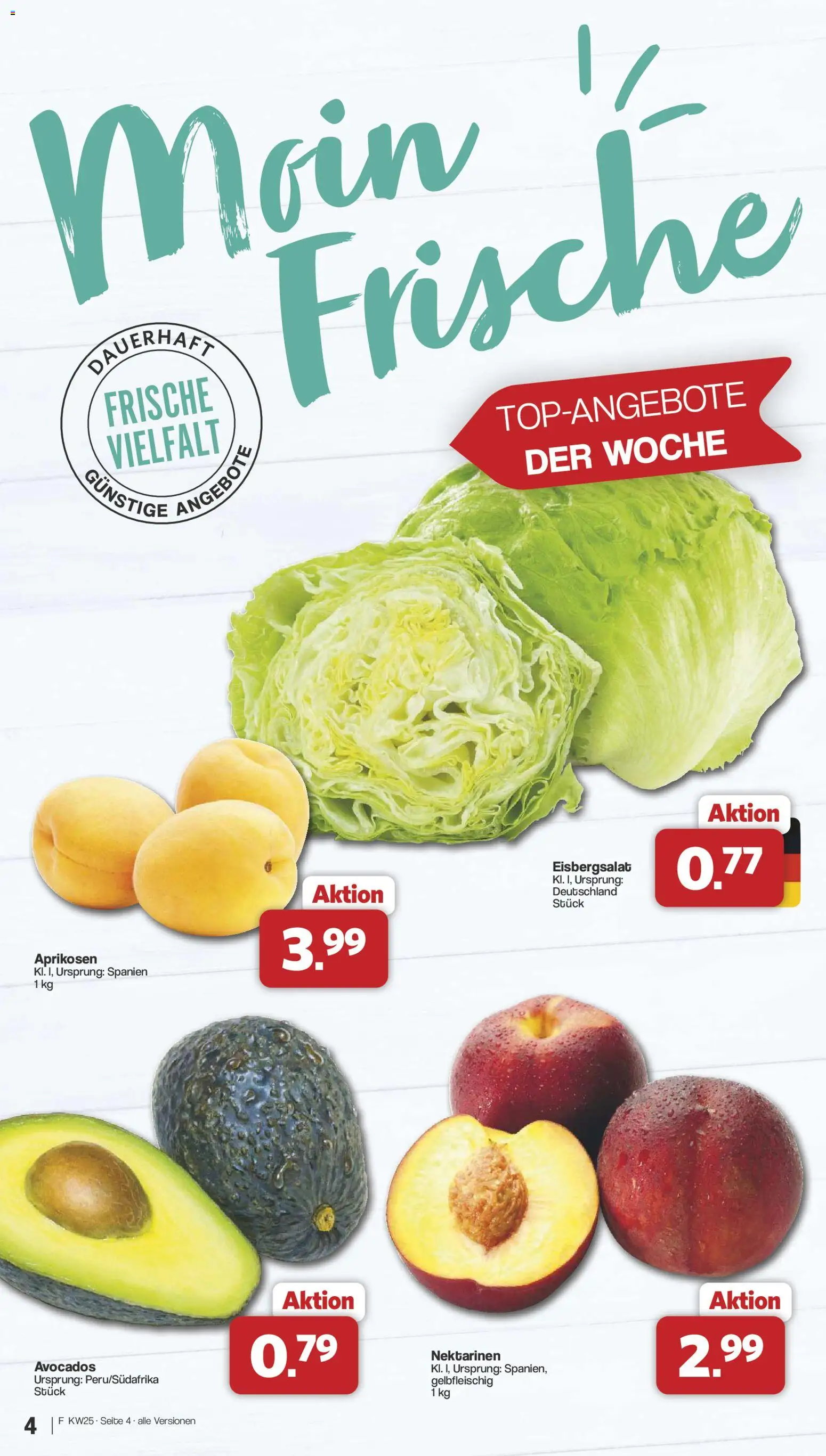 Famila Nordwest Prospekt – gültig ab 15.06.2026 | Seite: 4 | Produkte: Nektarinen, Eisbergsalat