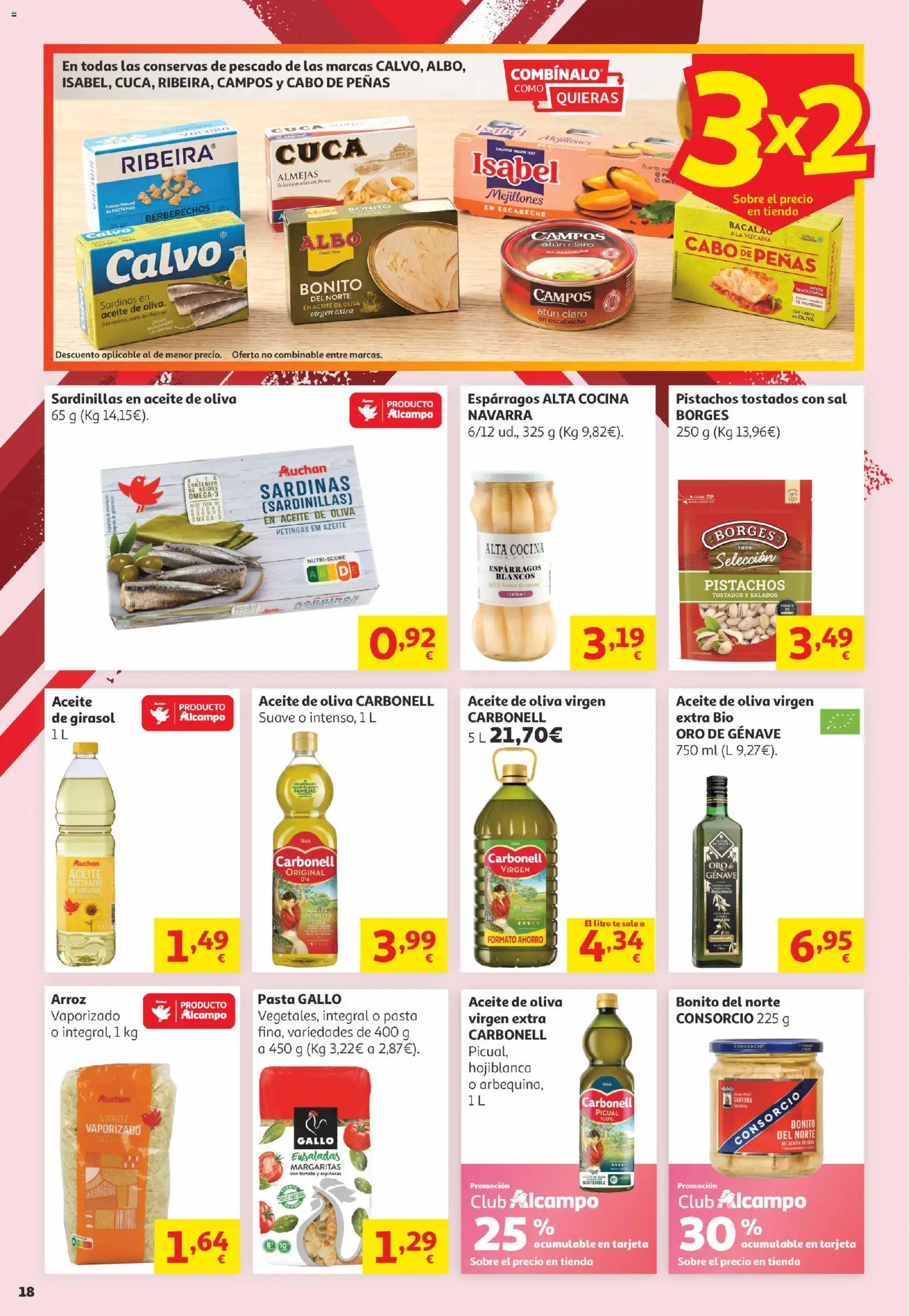 Alcampo Canarias │ válido desde el 16.06.2026 | Página: 18 | Productos: Aceite, Arroz, Pescado, Té