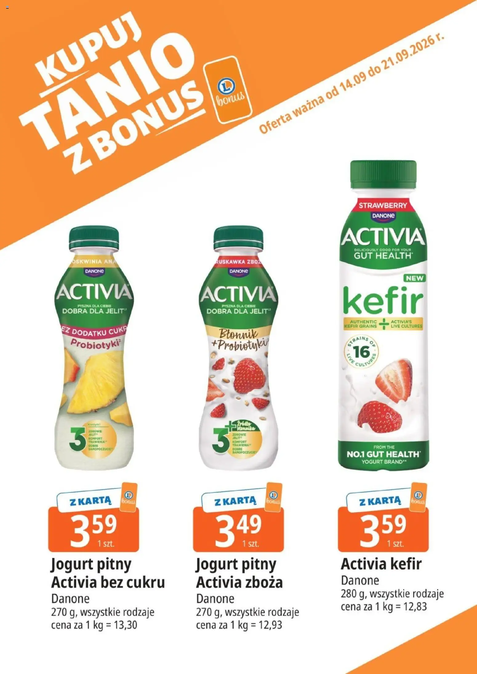 E.Leclerc gazetka - Kupuj Tanio Z Bonus od 14.09.2026 | Strona: 4 | Produkty: Karta, Kefir, Zboża, Jogurt
