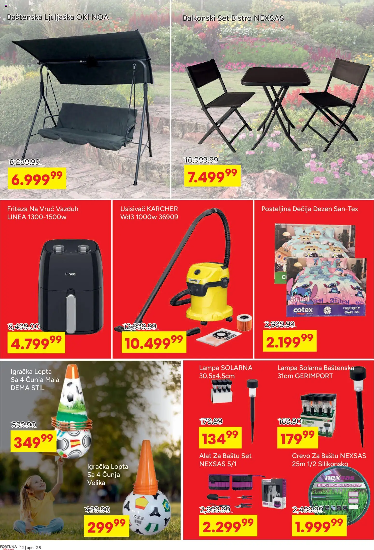 Fortuna Market katalog - važi od 13.04.2026 | Strana: 12 | Proizvode: Solarna lampa, Friteza, Lampa, Ljuljaška