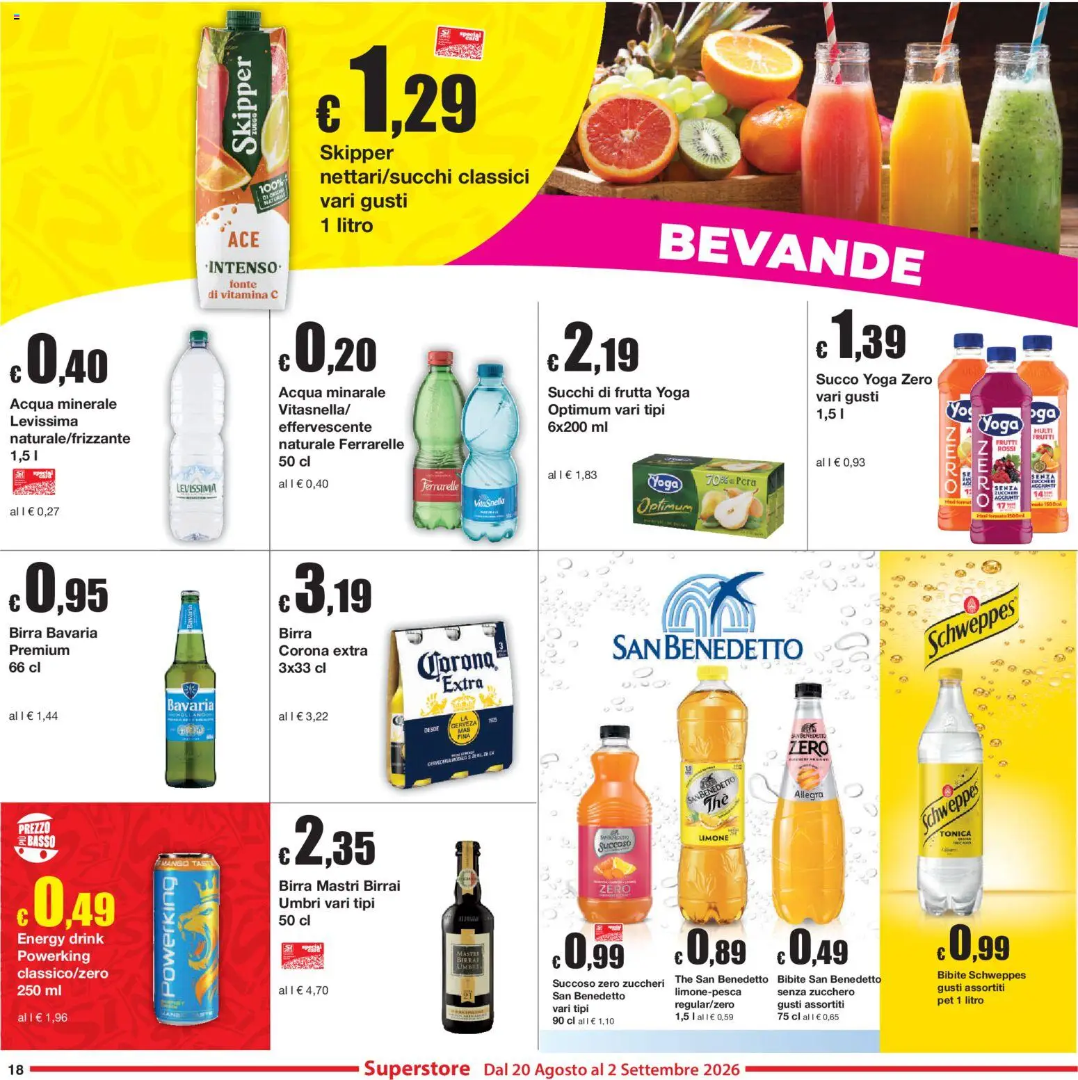 Volantino Sì con Te del 20/08/2026 | Pagina: 18 | Prodotti: Birra, Frutta, Basso, Acqua minerale