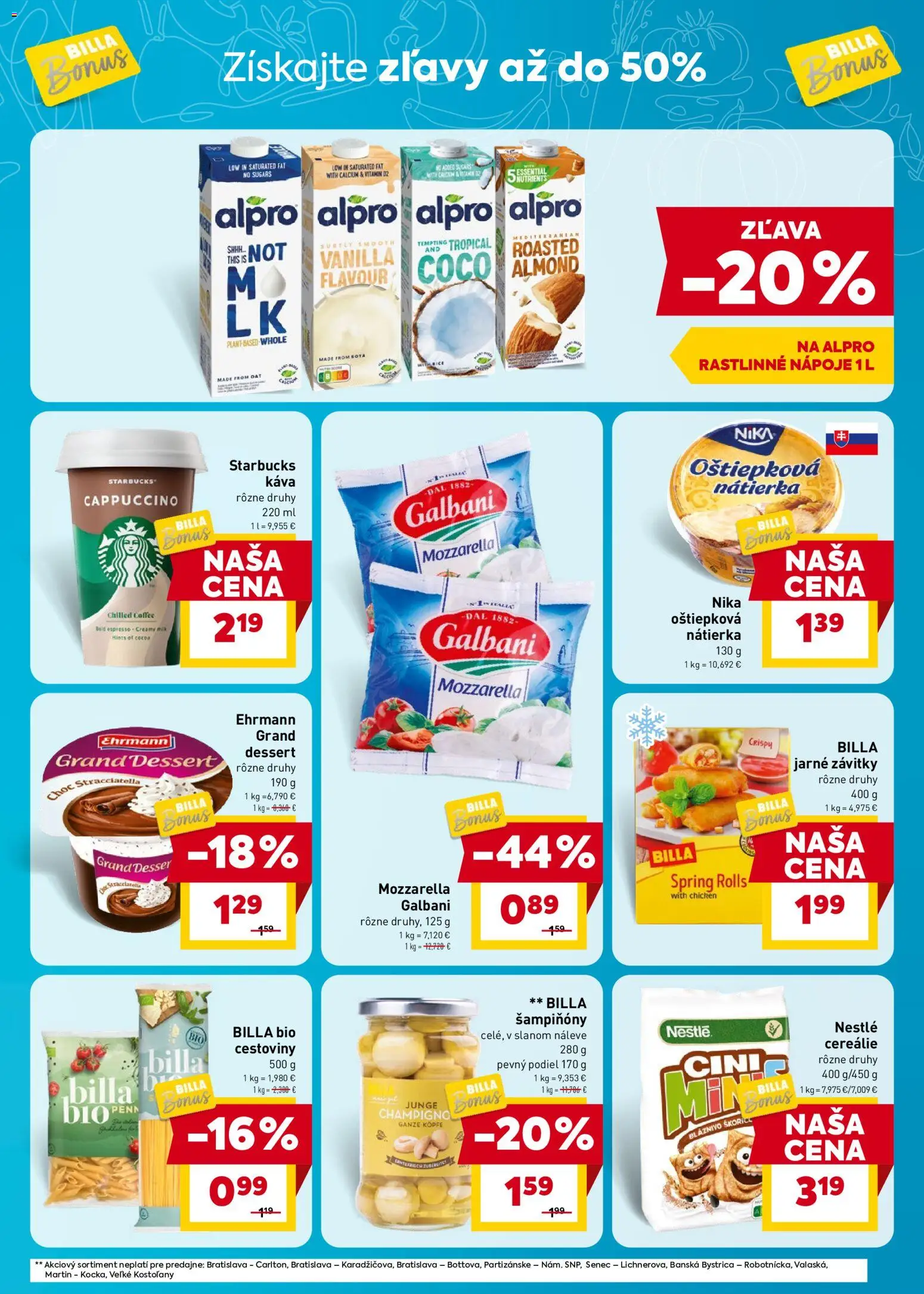 Nové Billa akcie – leták je platný od 22.07.2026 | Strana: 3 | Produkty: Penne, Káva, Cestoviny, Alpro