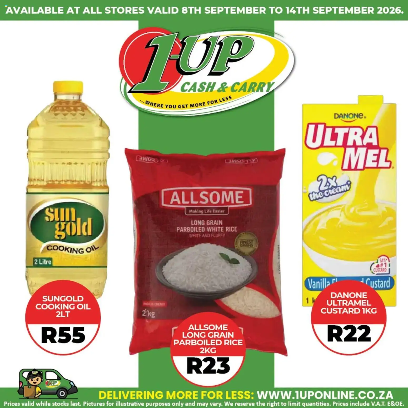 New 1UP Cash & Carry catalogue – valid from 08/09/2026 | Page: 2 | Products: Custard, Vanilla, Oil, Rice