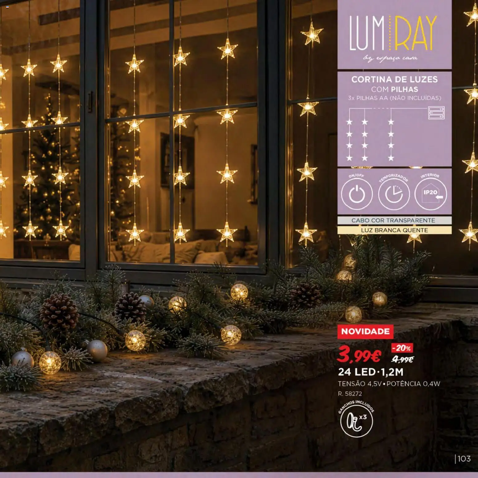 Espaço Casa Catálogo de Natal 2026 │ válido de 06/10/2026 | Página: 103 | Produtos: Cabo, Pilhas, Pilhas AA, Cortina