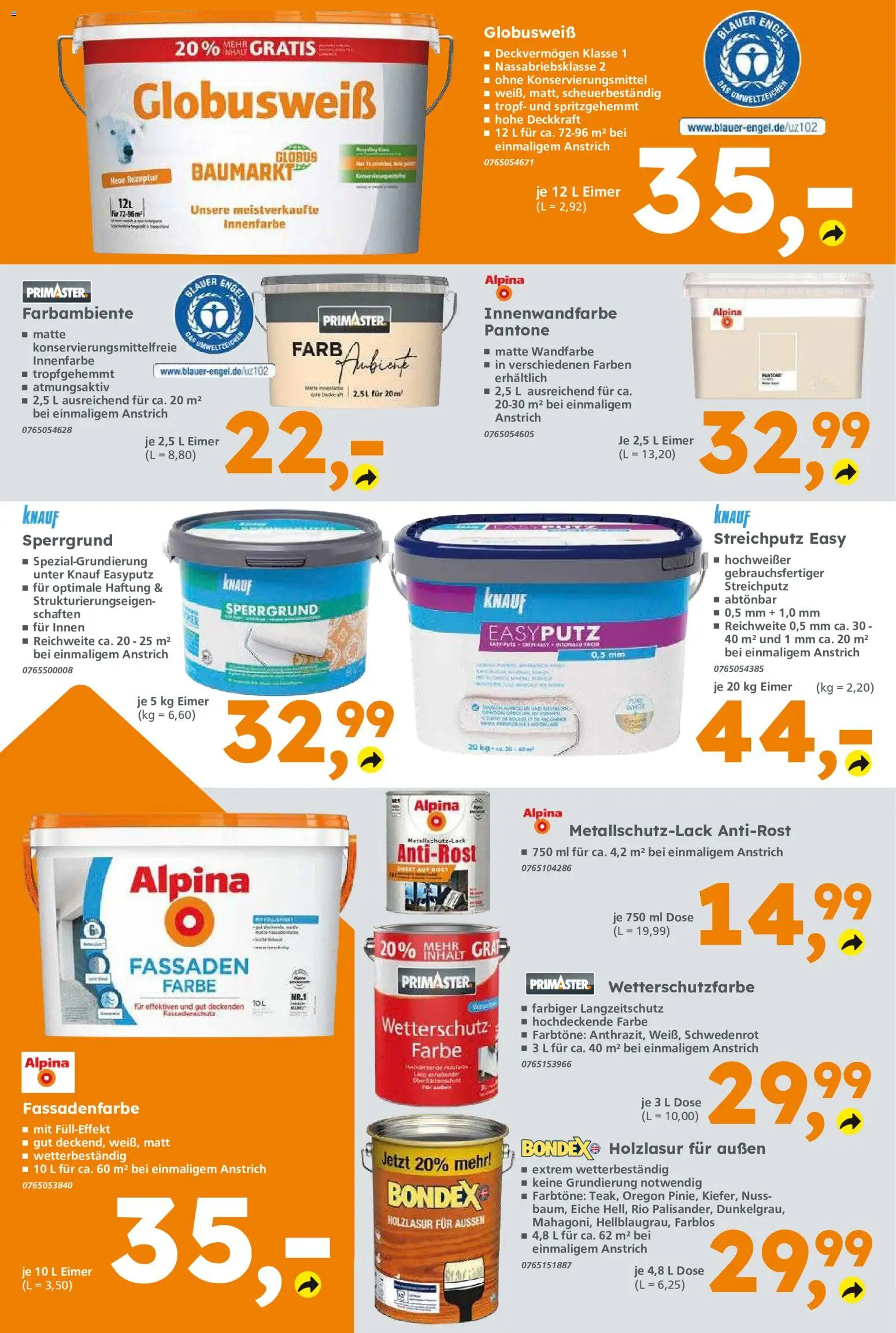 Globus Baumarkt Prospekt Weinstadt-Endersbach – gültig ab 29.06.2026 | Seite: 10 | Produkte: Wandfarbe