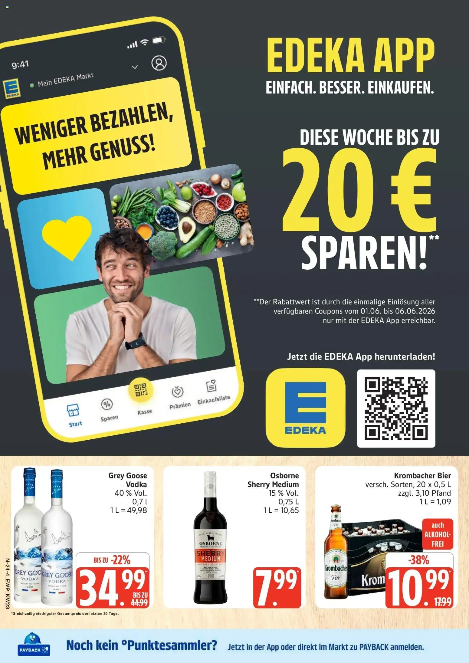 Edeka prospekt Rostock – gültig ab 01.06.2026 | Seite: 24 | Produkte: Osborne, Bier, Krombacher, Vodka
