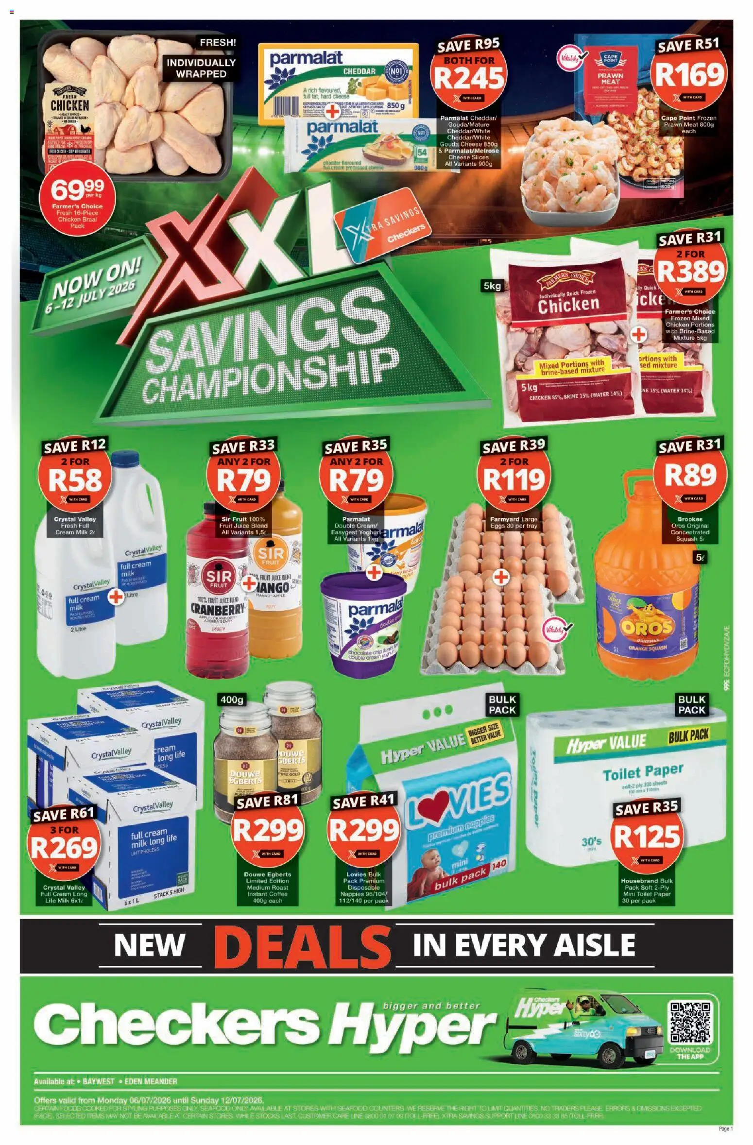 New Checkers catalogue – valid from 06/07/2026 | Page: 1 | Products: Yoghurt, Toilet, Chocolate, Water