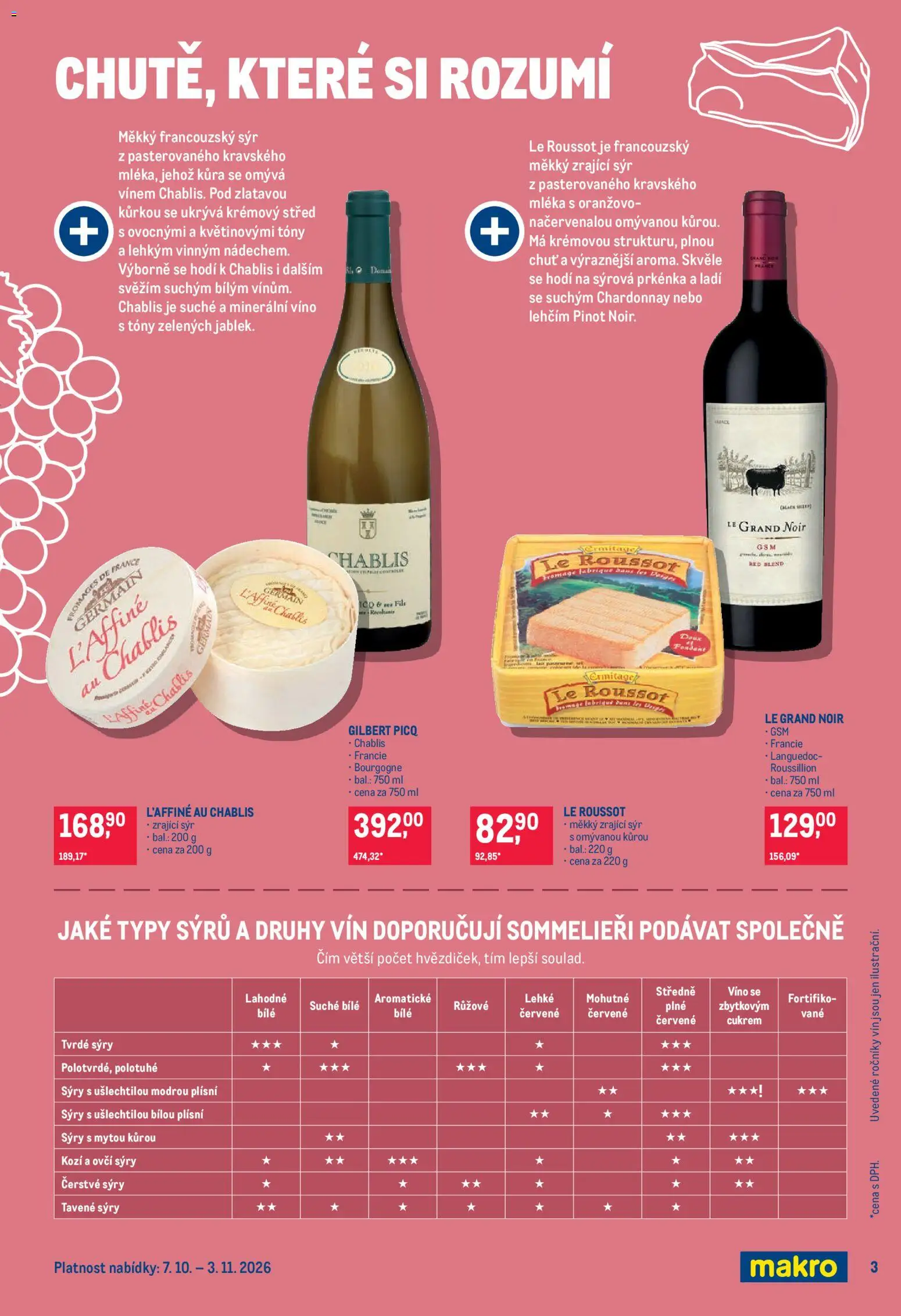 Makro leták - Pro milovníky jídla od 07.10.2026 | Strana: 3 | Produkty: Sýr, Tvrdé sýry, Sýry, Pinot Noir
