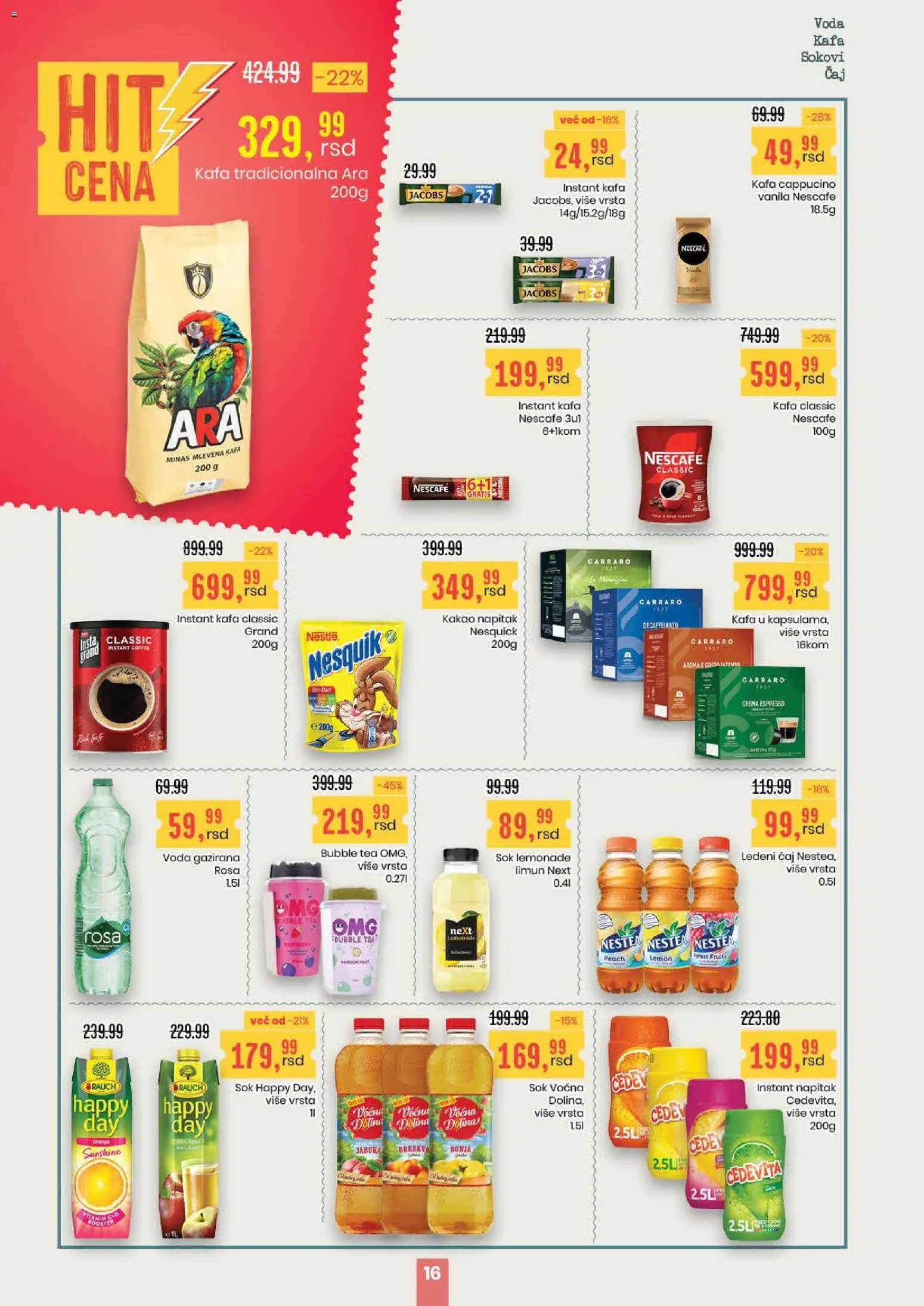 Aroma Market katalog - važi od 28.05.2026 | Strana: 16 | Proizvode: Cedevita, Kafa, Sok, Nesquik