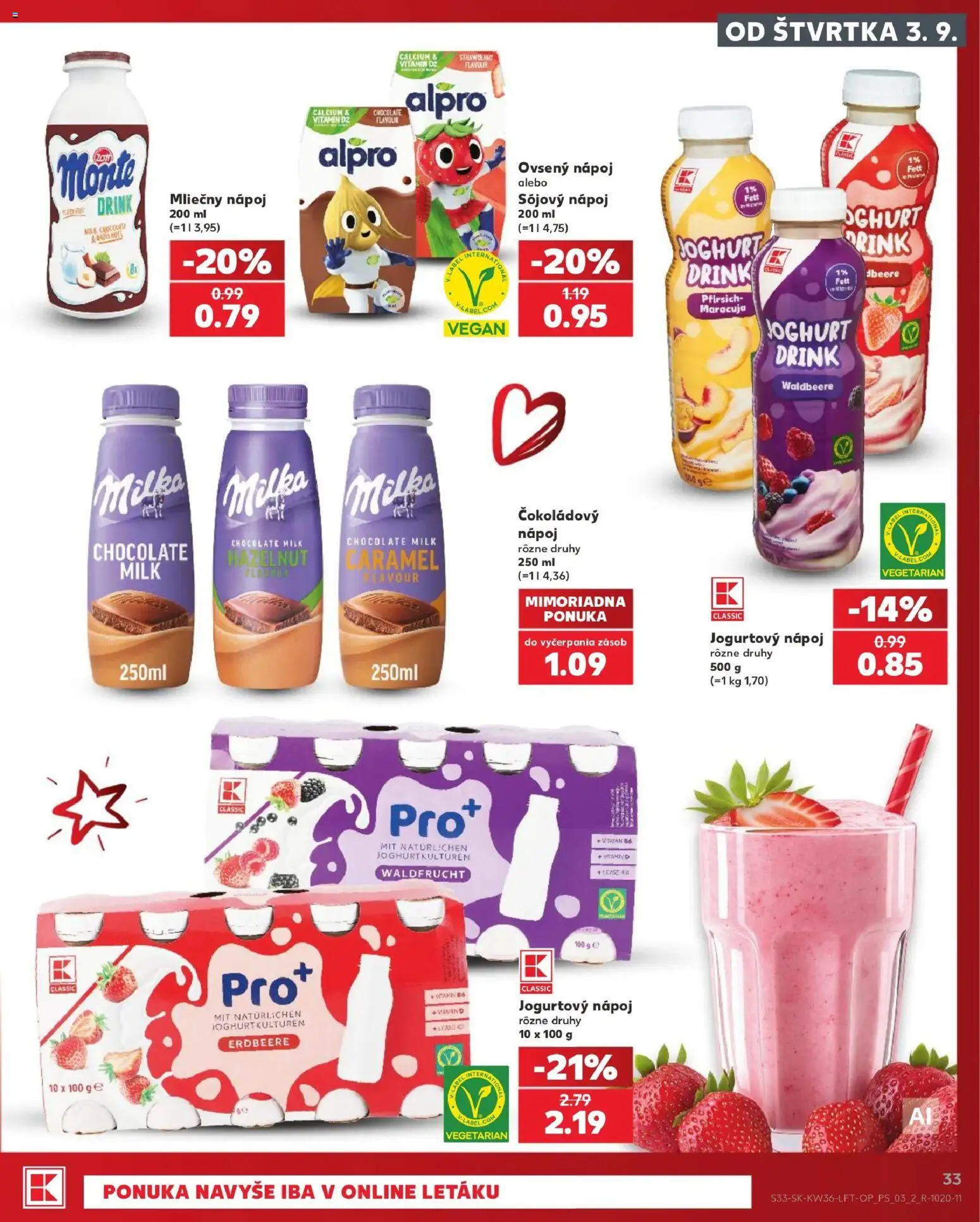 Nové Kaufland akcie – leták je platný od 03.09.2026 | Strana: 33 | Produkty: Kel, Milka, Alpro, Mak