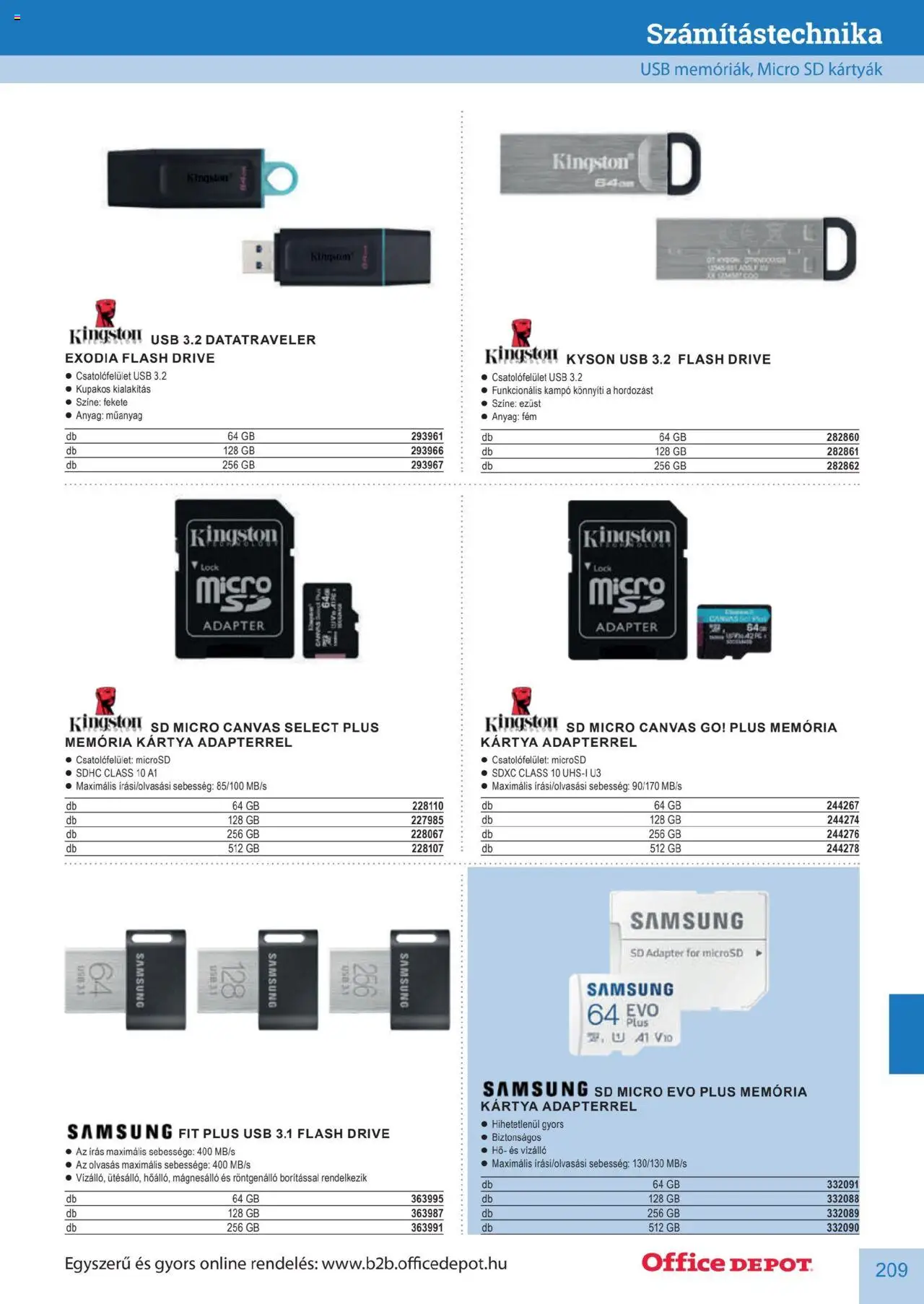 Office Depot akciós ujság - amely érvényes a következő dátumtól: 2025.04.10. | Oldal: 209 | Termékek: Adapter, USB, Samsung
