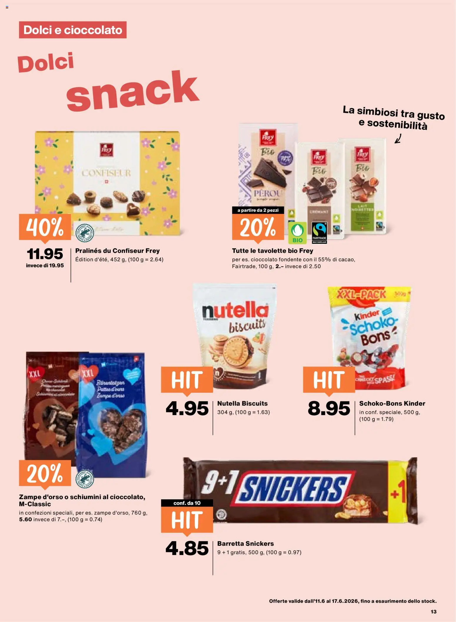 Migros aktionen IT – gültig ab 11.06.2026 | Seite: 13 | Produkte: Spabad, Snickers