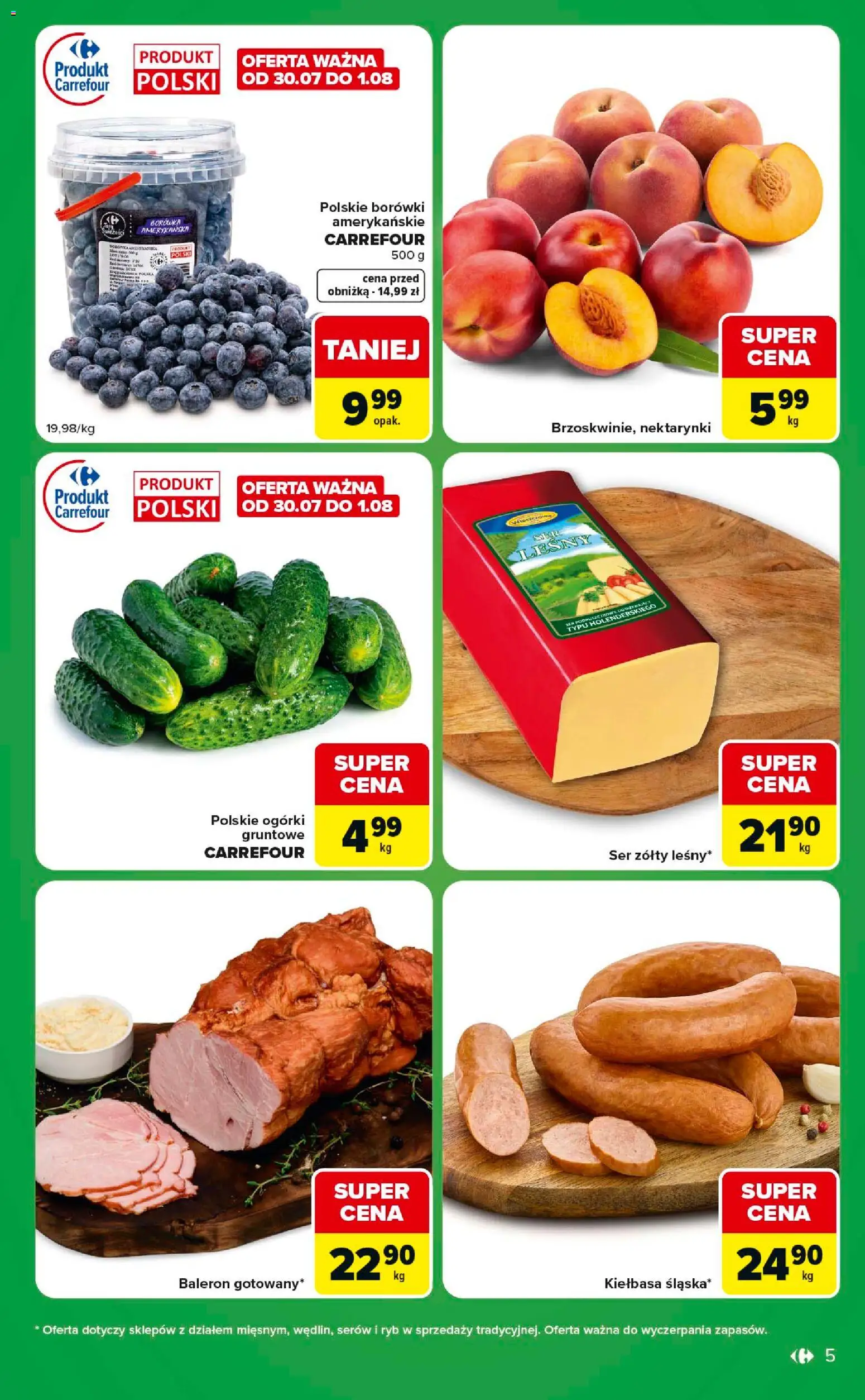 Carrefour gazetka - Express od 28.07.2026 | Strona: 5 | Produkty: Kiełbasa, Ser żółty, Ser, Ogórki
