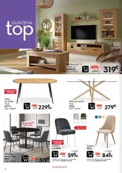 Pré-visualização Conforama - Quinzena top válido de 10/09/2026 | Página: 6 | Produtos: Cadeiras, Mesa, Cadeira, Mesa de jantar