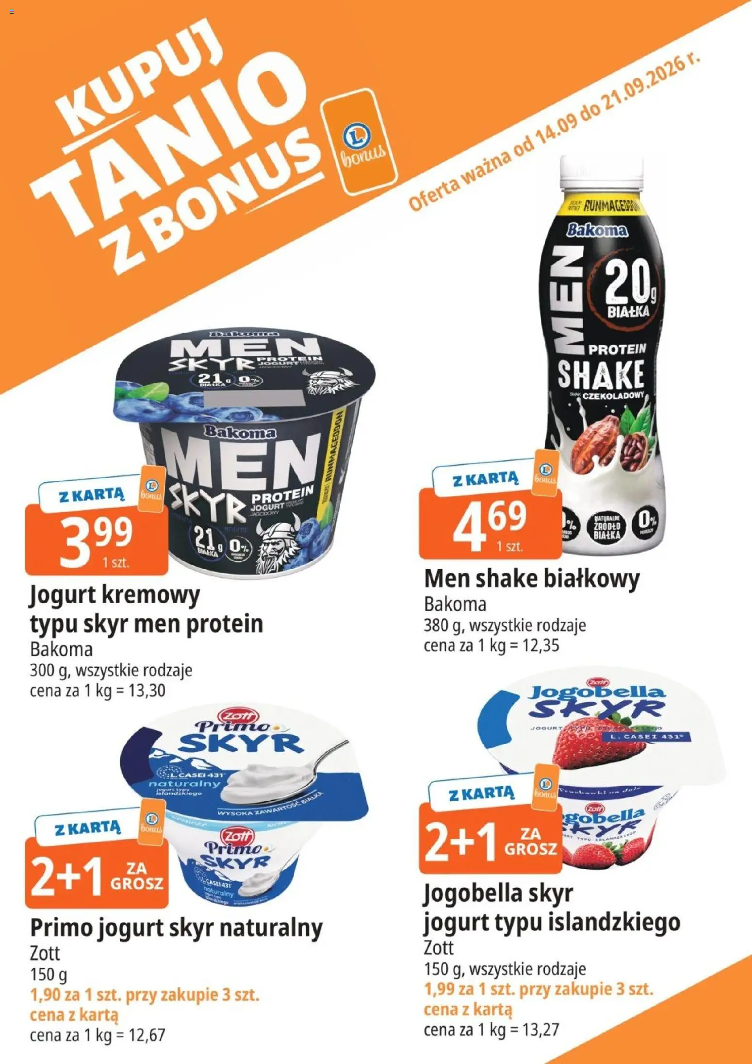 E.Leclerc gazetka - Kupuj Tanio Z Bonus od 14.09.2026 | Strona: 7 | Produkty: Jogurt typu islandzkiego, Jogurt skyr naturalny, Jogurt, Skyr