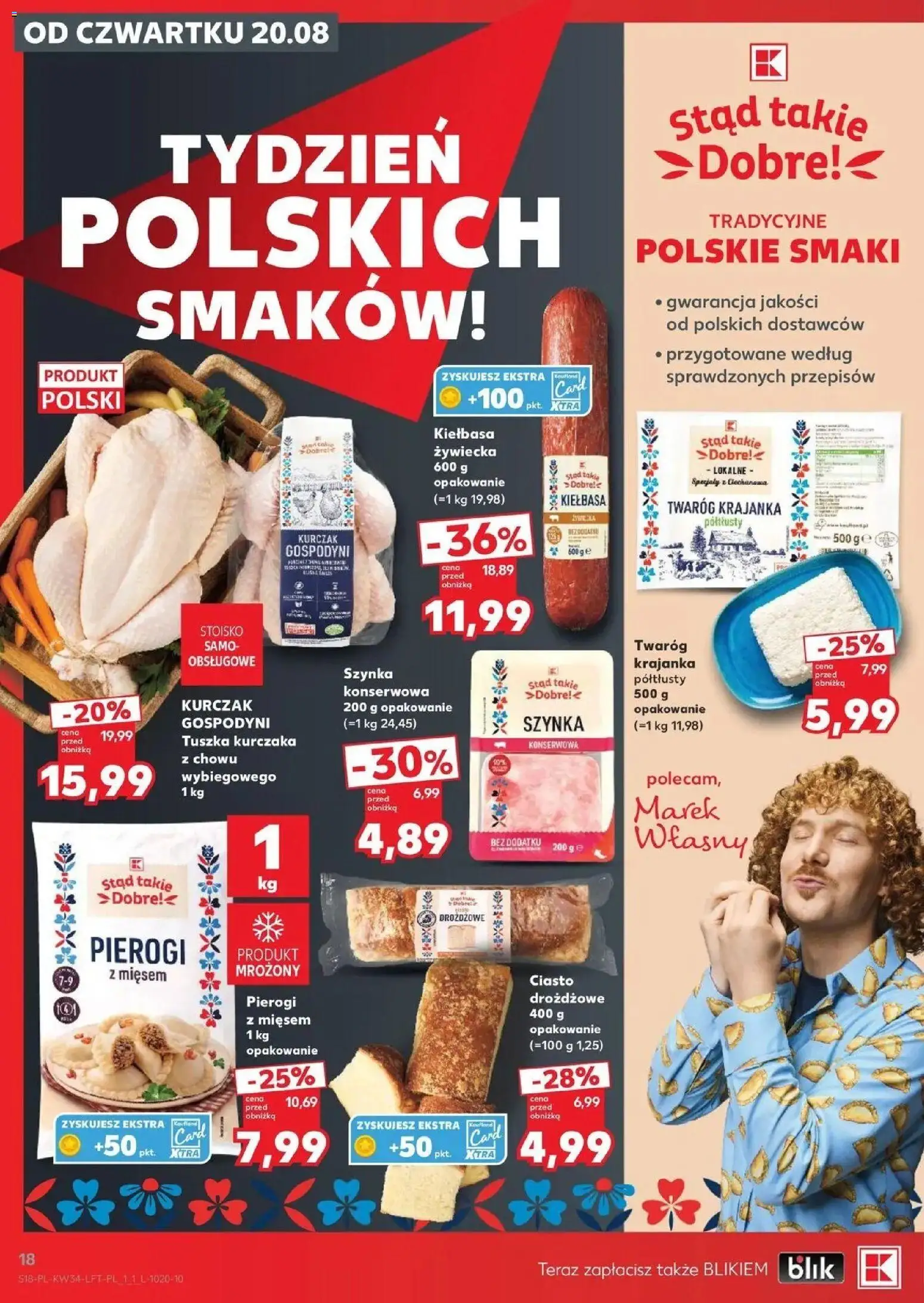 Kaufland gazetka od 20.08.2026 - od jutra PDF | Strona: 18 | Produkty: Kiełbasa, Ciasto drożdżowe, Ciasto, Szynka konserwowa