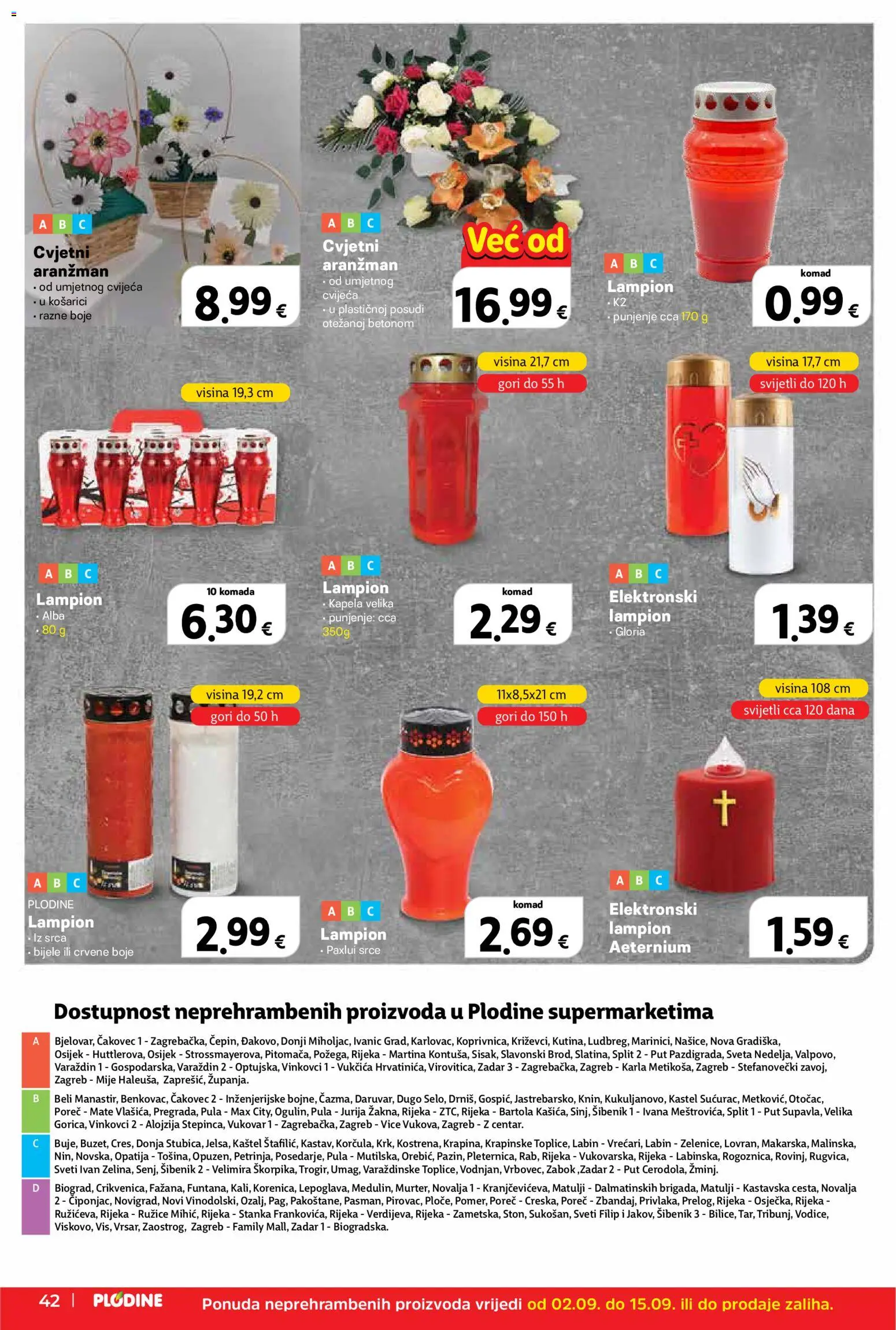 Plodine katalog | vrijedi od 02.09.2026 | Stranica: 42 | Proizvodi: Cvjetni aranzman, Lampion