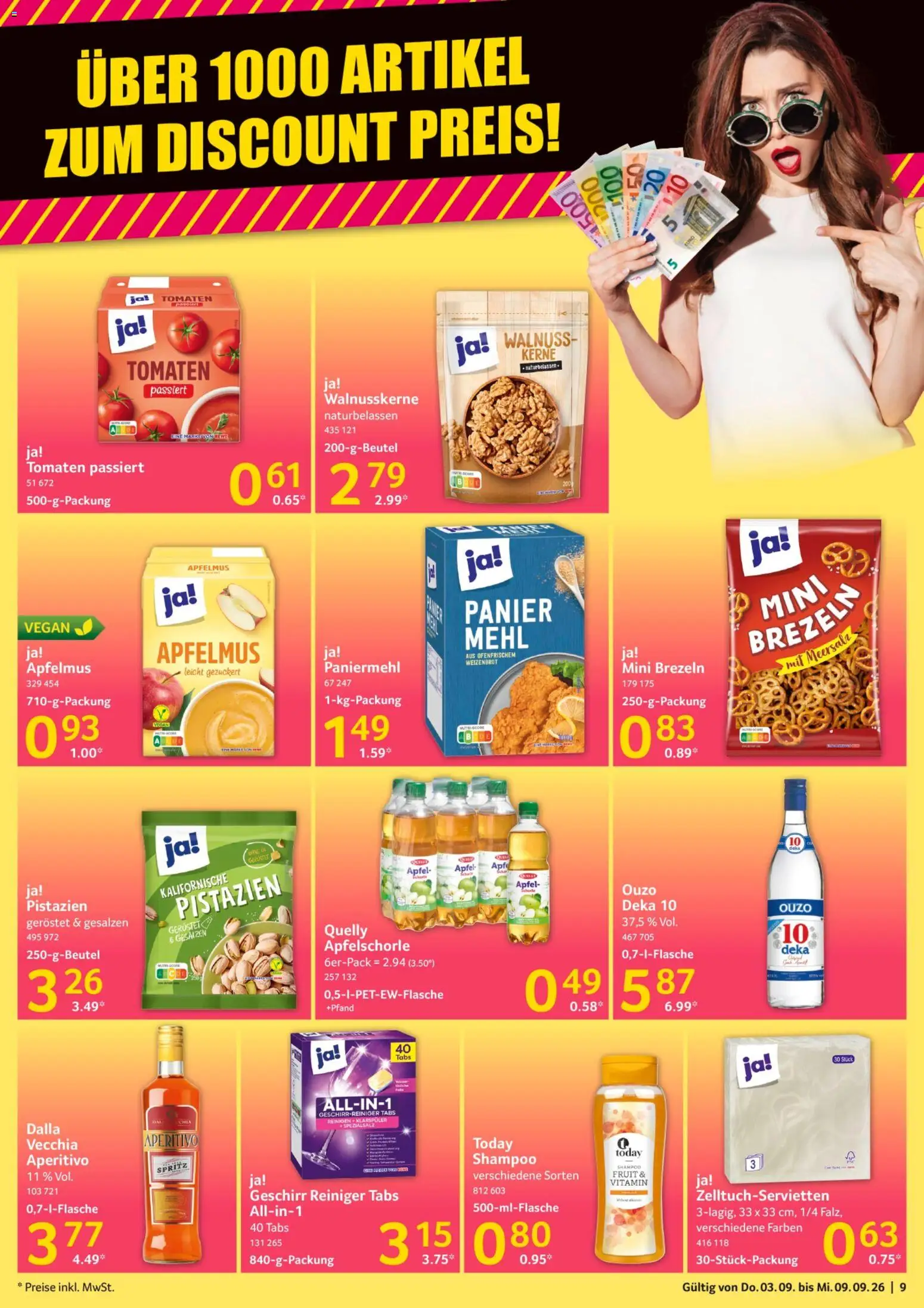 Selgros Prospekt – gültig ab 03.09.2026 | Seite: 9 | Produkte: Ouzo, Mehl, Tomaten, Apfelmus