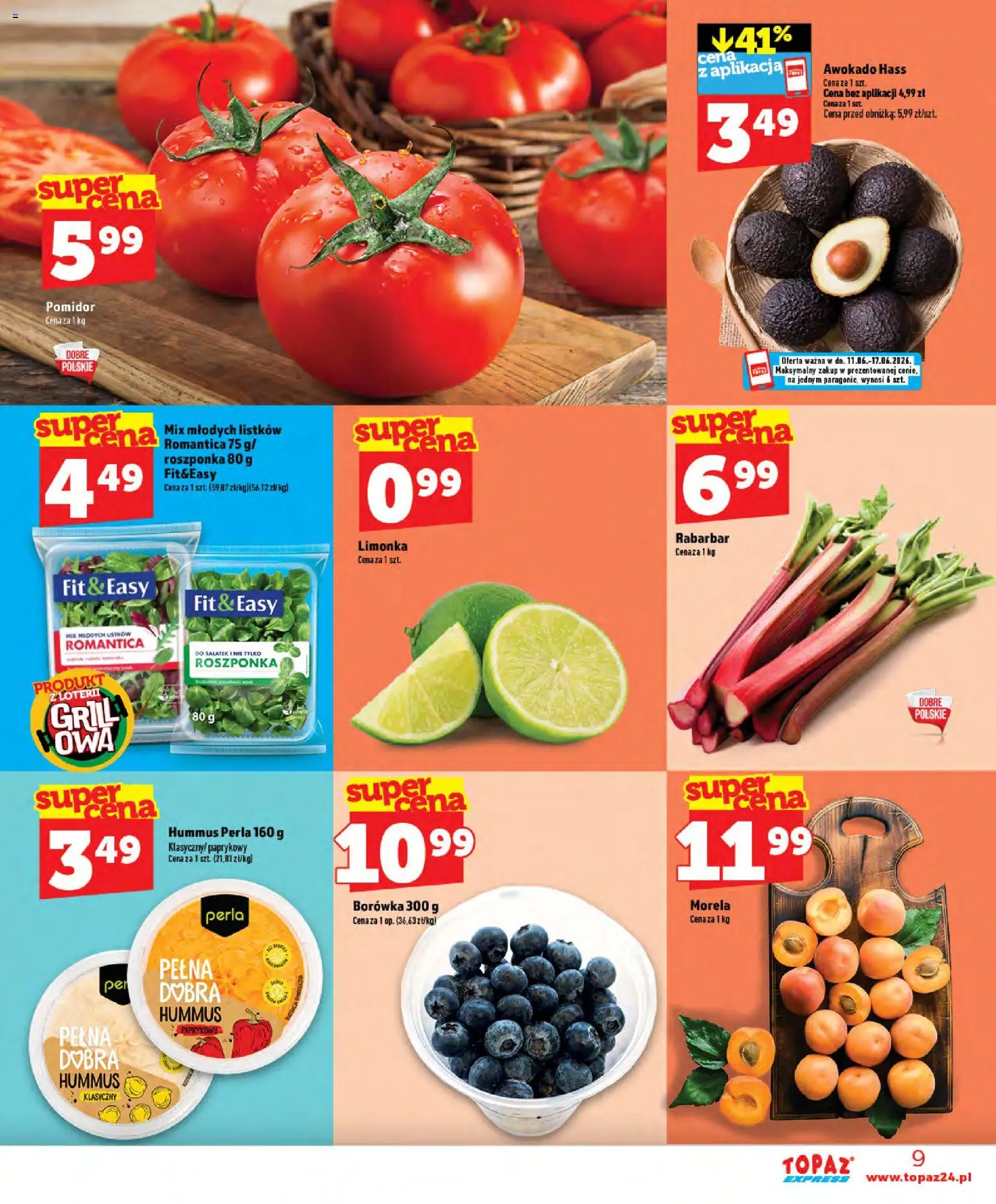 Topaz gazetka - Express od 11.06.2026 | Strona: 9 | Produkty: Hummus klasyczny, Roszponka, Hummus, Awokado