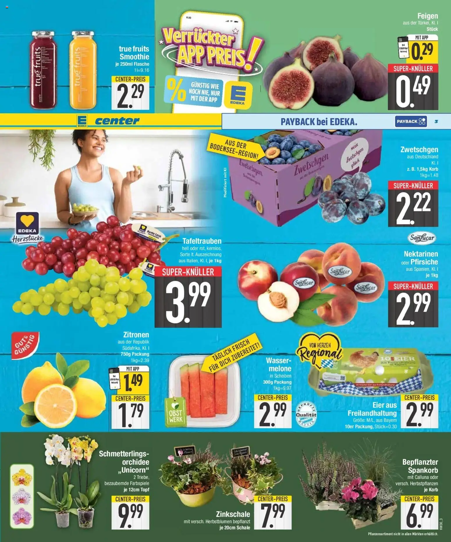 E center Prospekt München (ab 31.08.2026) zum Blättern | Seite: 3 | Produkte: Zwetschgen, Melone, Feigen, Zitronen