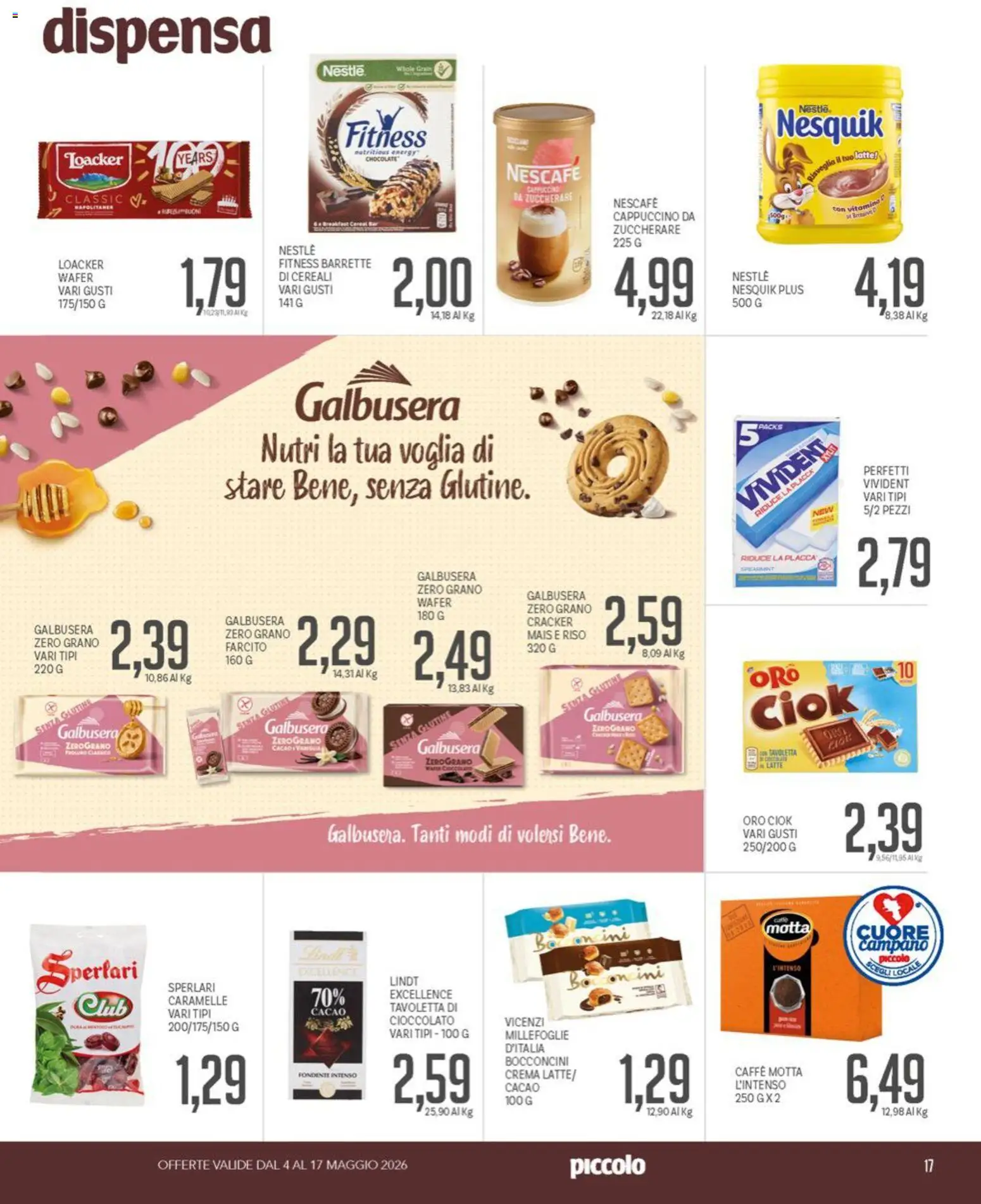 Volantino Piccolo del 04.05.2026 | Pagina: 17 | Prodotti: Riso, Caramelle, Cereali, Latte