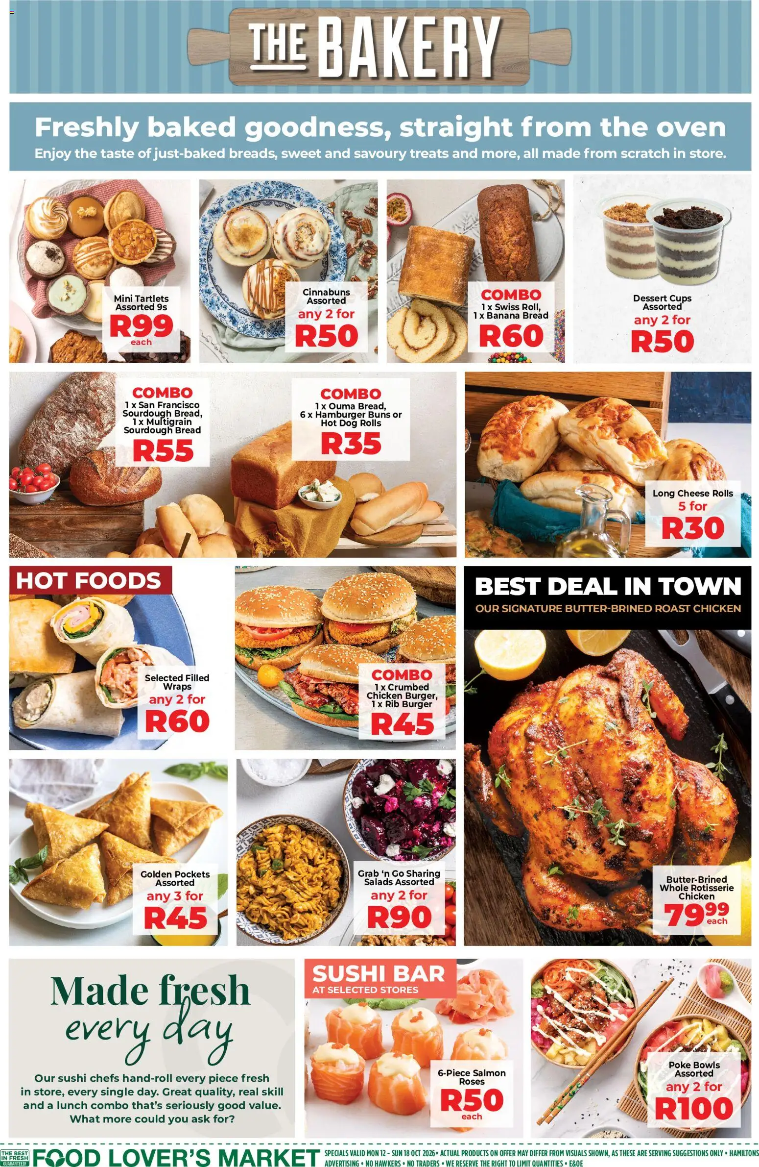 New Food Lover's Market catalogue – valid from 12/10/2026 | Page: 4 | Products: Buns, Dessert, Chicken, Bowls