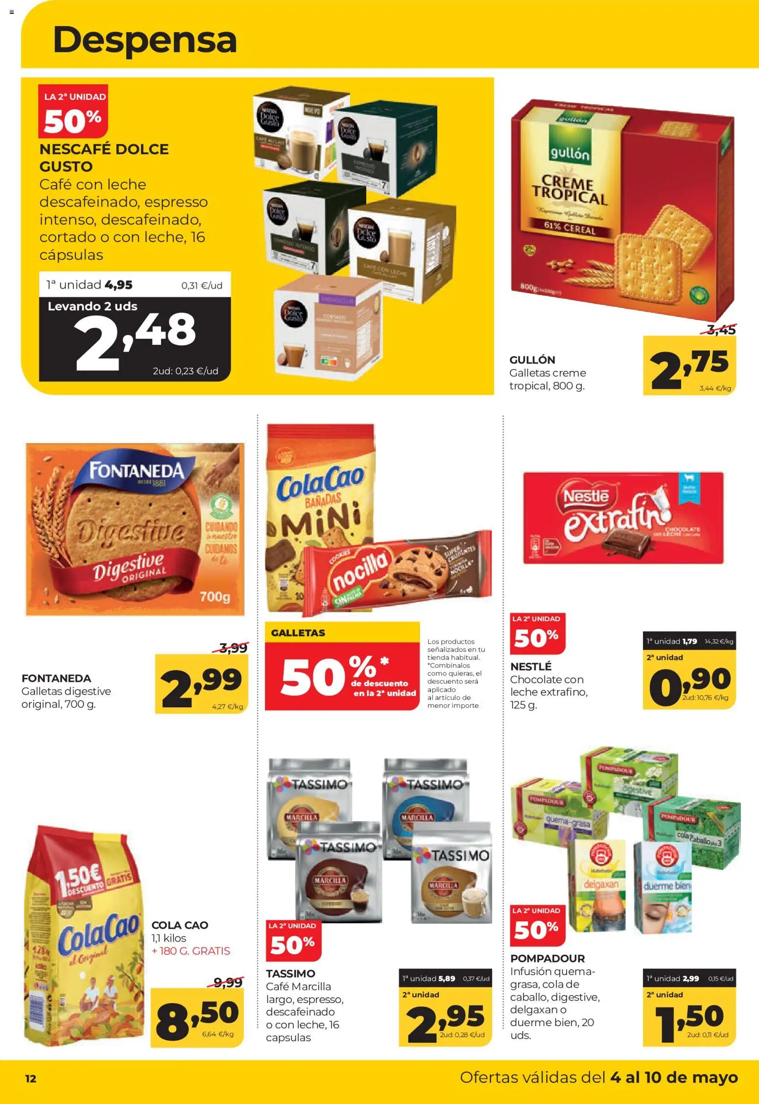 Alimerka folleto Castilla y León │ válido desde el 04.05.2026 | Página: 12 | Productos: Leche, Café, Chocolate, Galletas