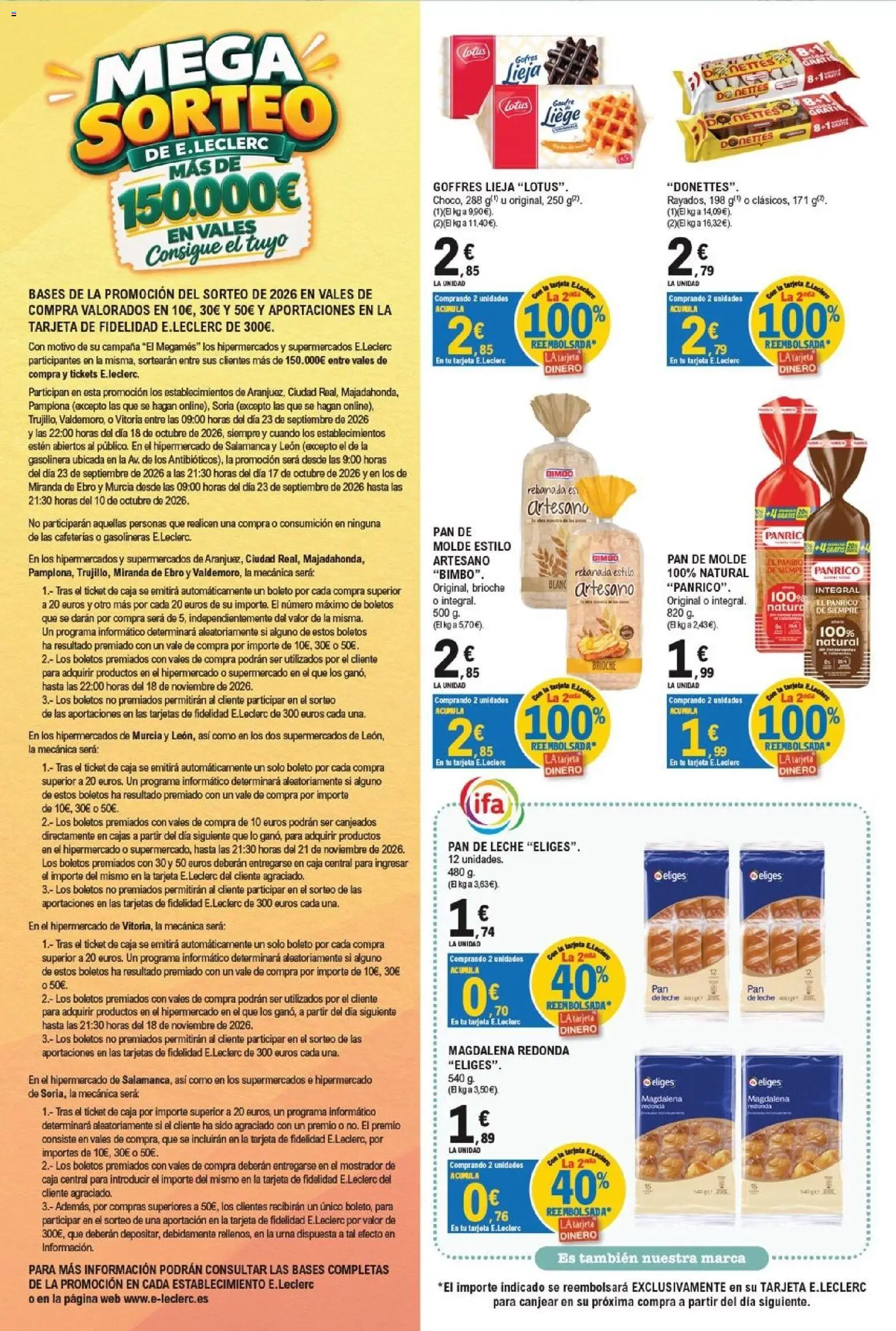 E.Leclerc Mega Sorteo │ válido desde el 07/10/2026 | Página: 2 | Productos: Leche, Pan, Pan de molde, Brioche