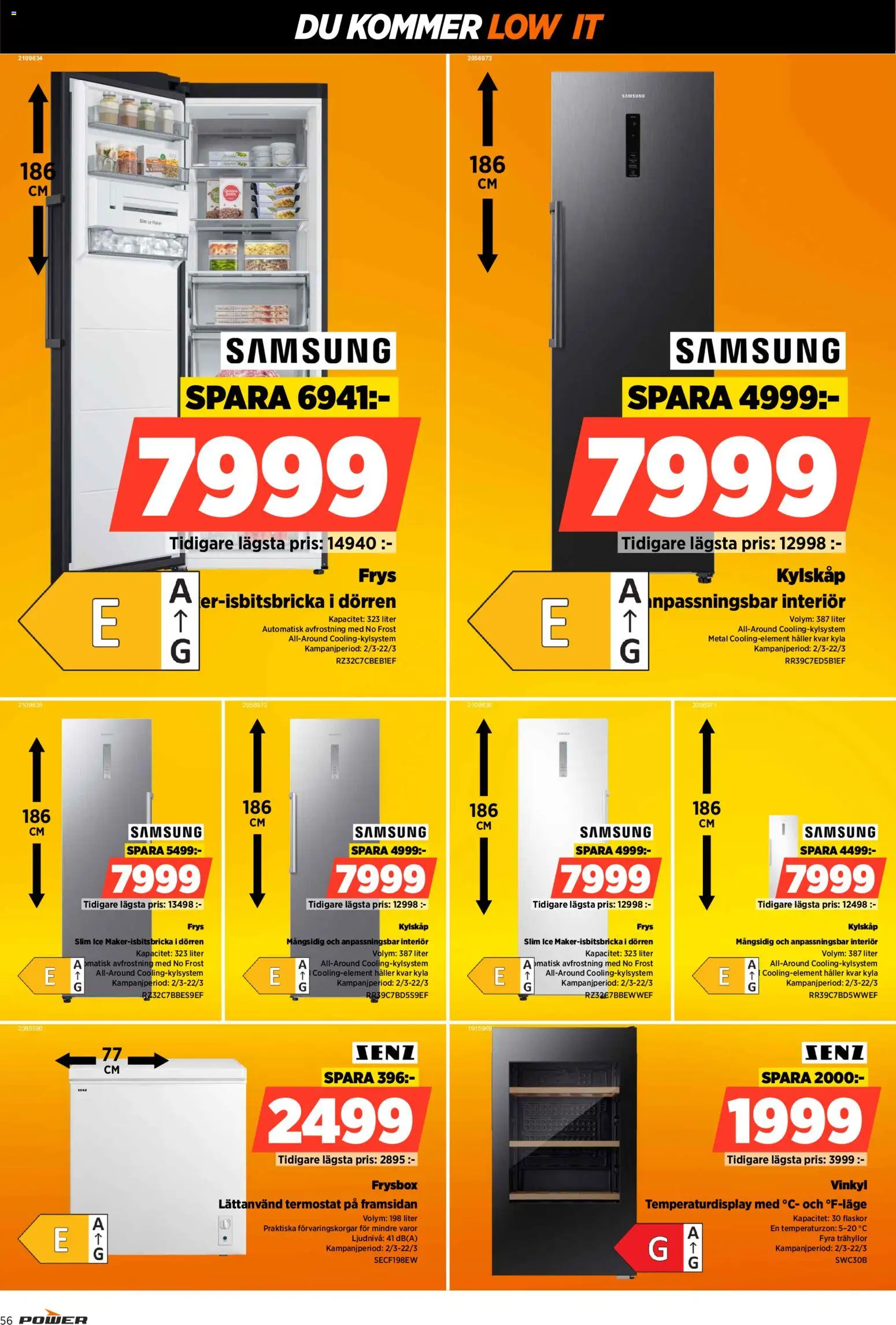 Power reklamblad aktuell från 09.03.2026 | Sida: 56 | Produkter: Vinkyl, Frysbox, Kylskåp, Frys