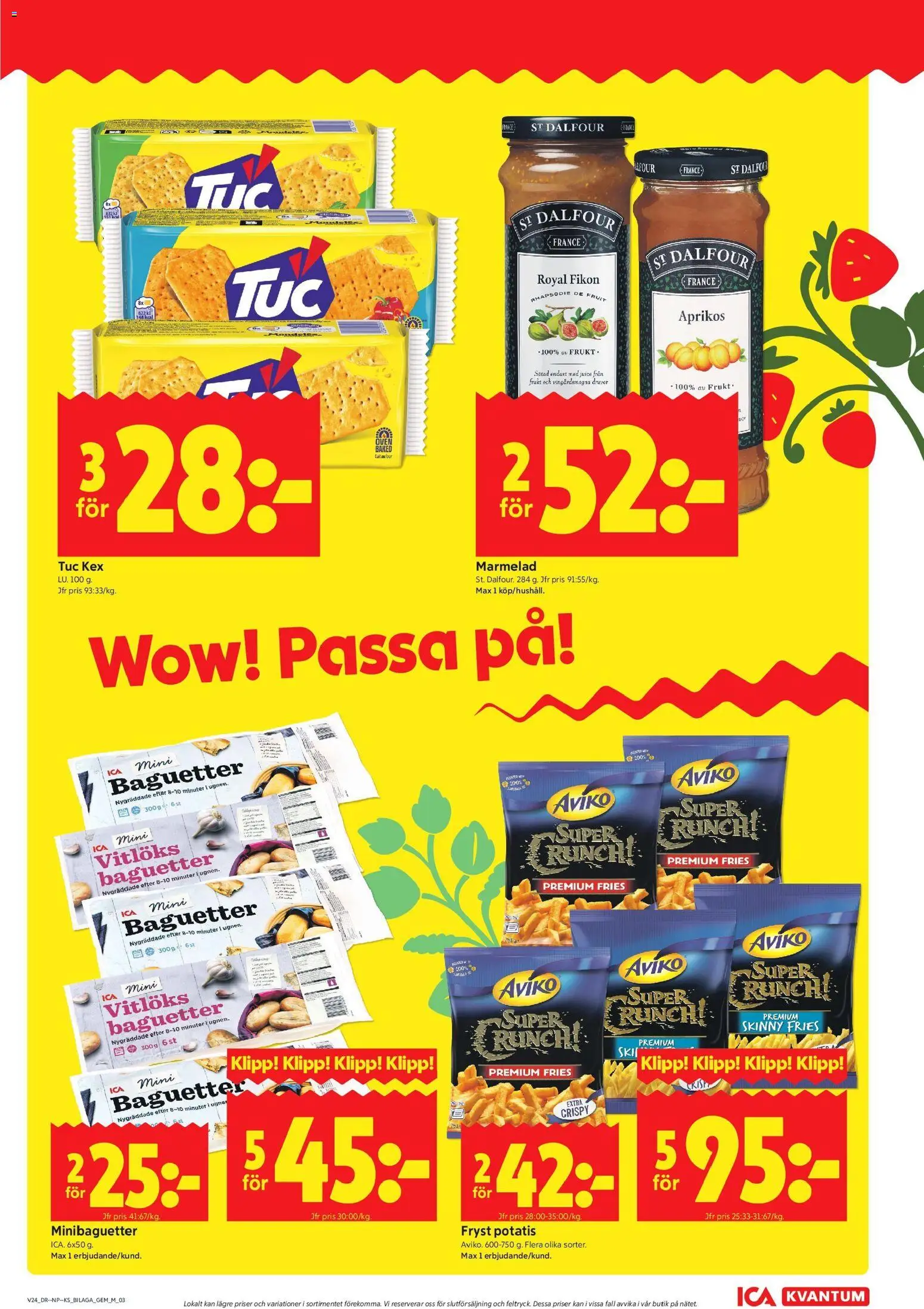 ICA Kvantum reklamblad aktuell från 08.06.2026 | Sida: 11 | Produkter: Baguette, Juice, Potatis, Ugnen