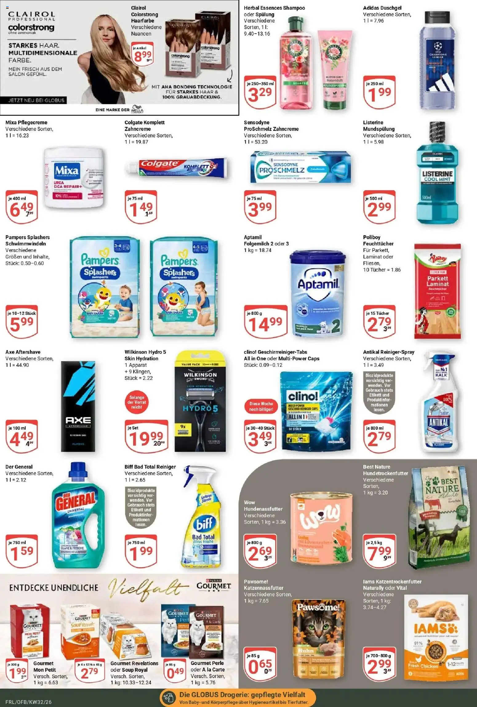 Globus Prospekt Freilassing (ab 03.08.2026) » Angebote online | Seite: 20 | Produkte: Pampers, Shampoo, Axe, Listerine