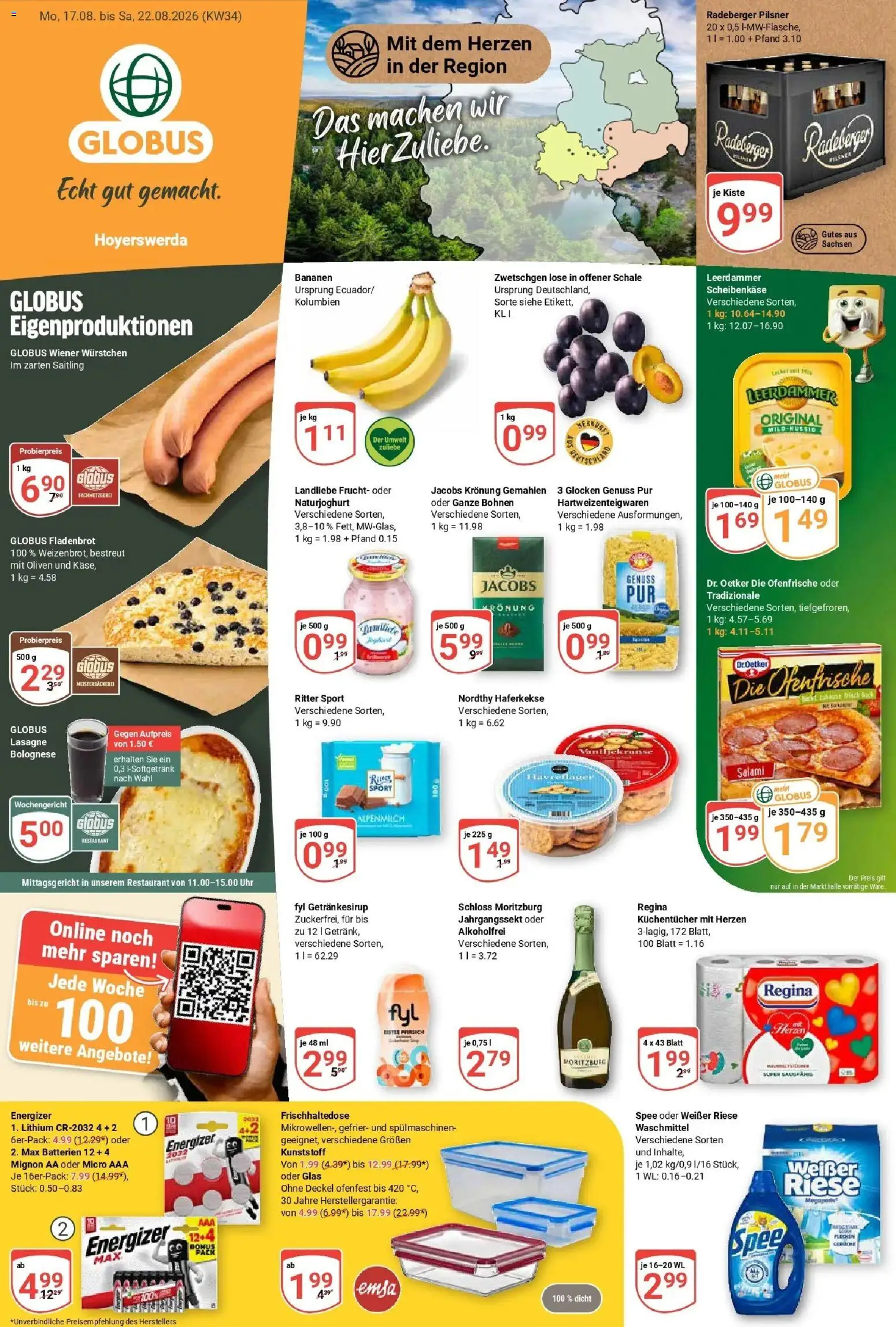 Globus Prospekt Hoyerswerda (ab 17.08.2026) » Angebote online | Seite: 3 | Produkte: Wiener wurstchen, Zwetschgen, Waschmittel, Radeberger pilsner