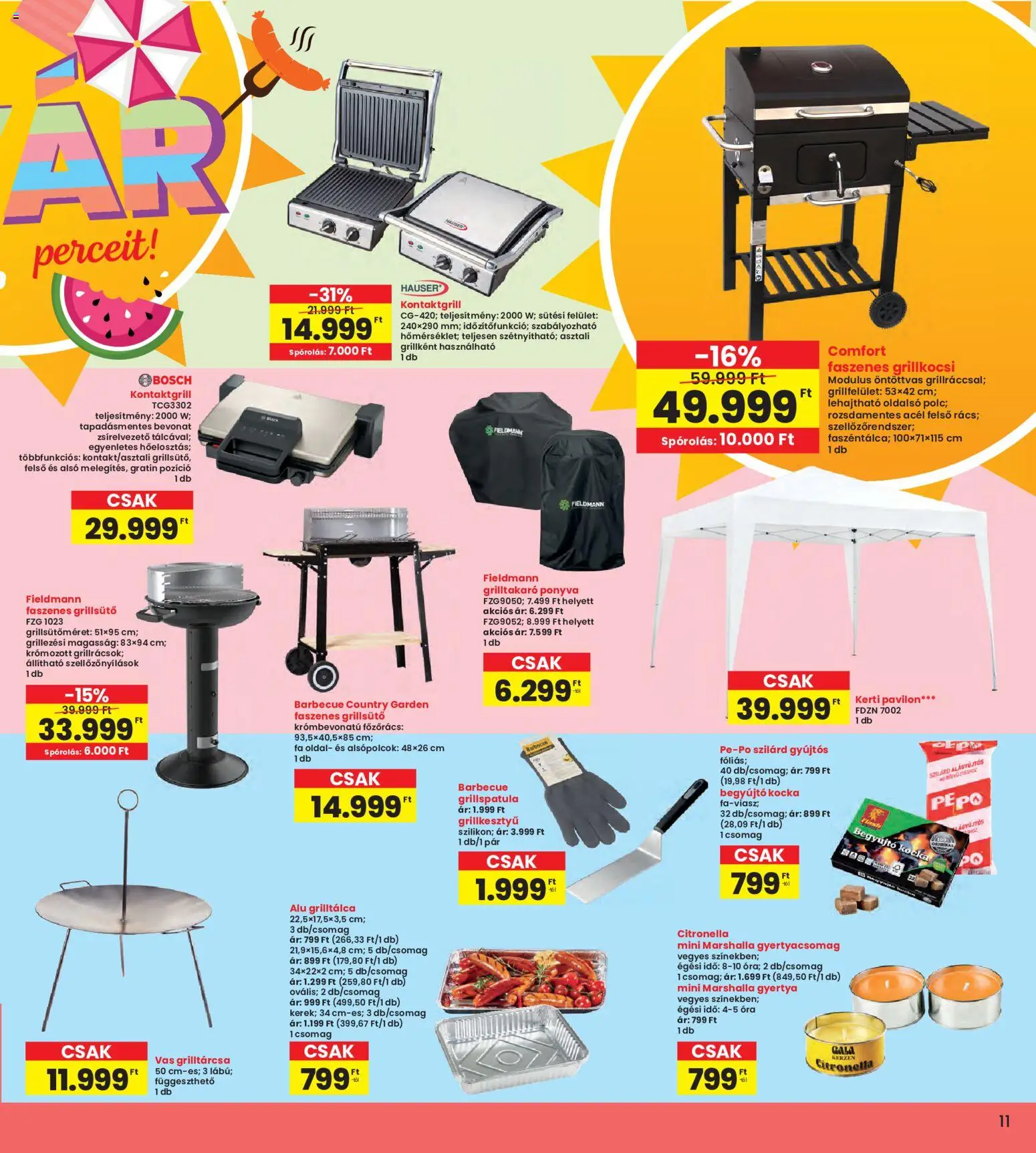 Interspar akciós ujság - amely érvényes a következő dátumtól: 28.05.2026 | Oldal: 11 | Termékek: Grillsütő, Kontaktgrill, Pavilon, Kerti pavilon