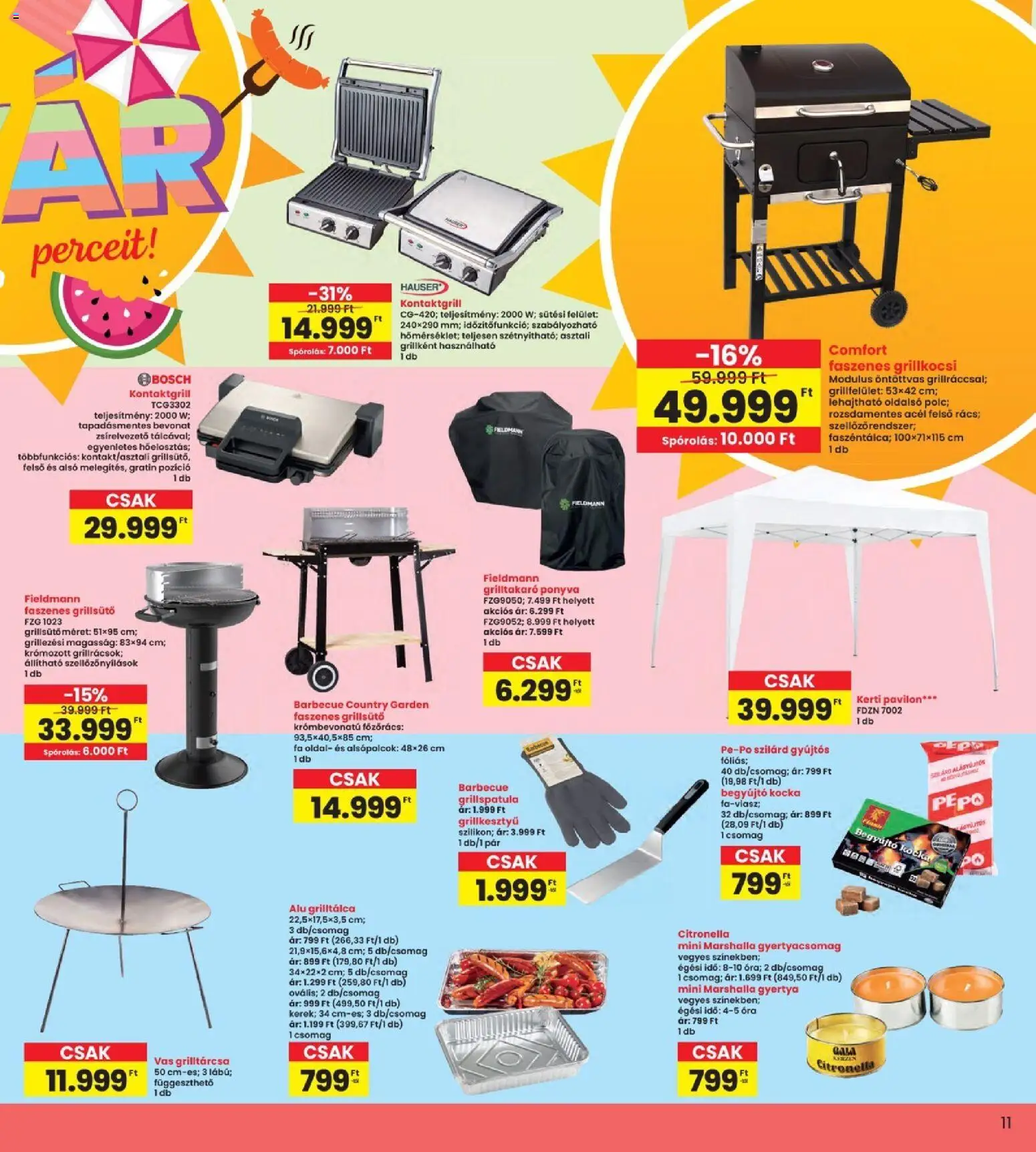 Interspar akciós ujság - amely érvényes a következő dátumtól: 28.05.2026 | Oldal: 11 | Termékek: Kontaktgrill, Kerti pavilon, Gyertya, Grillkocsi