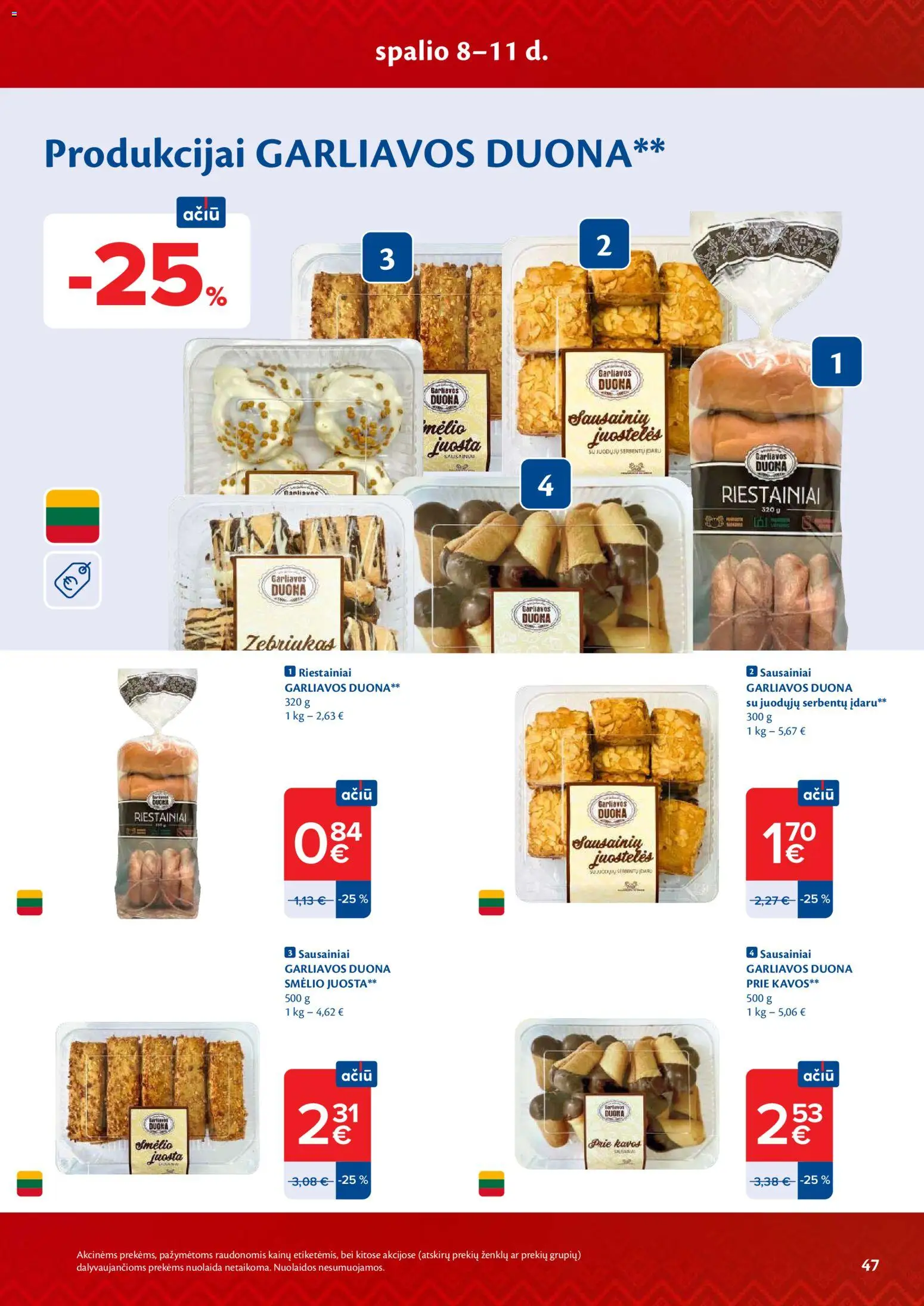 MAXIMA akcijos nuo 2026.10.06 | Puslapis: 47 | Prekių: Sausainiai, Duona