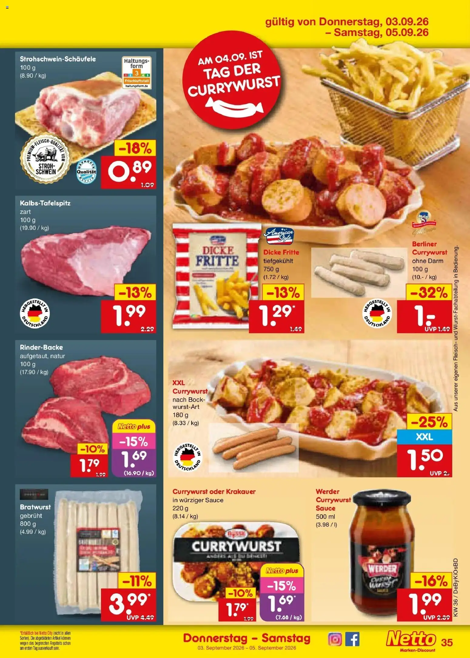 Netto Marken-Discount Prospekt Mistelbach – gültig ab 31.08.2026 | Seite: 47 | Produkte: Berliner, Bratwurst, Fleisch