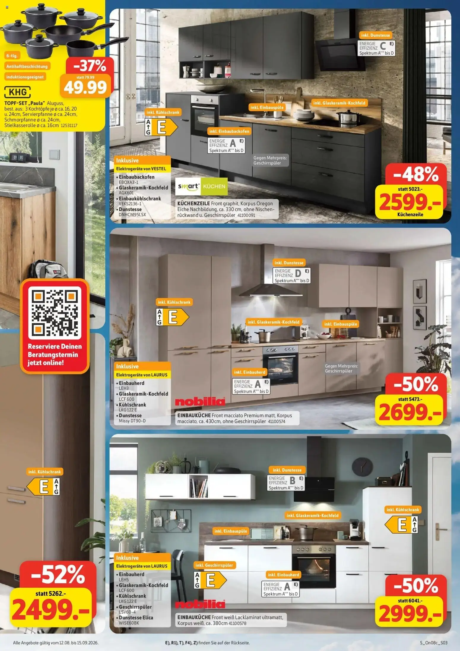 Sconto - SCONTO: Prospekt – gültig ab 12.08.2026 | Seite: 3 | Produkte: Geschirrspüler, Einbauküche, Kühlschrank, Kuchen