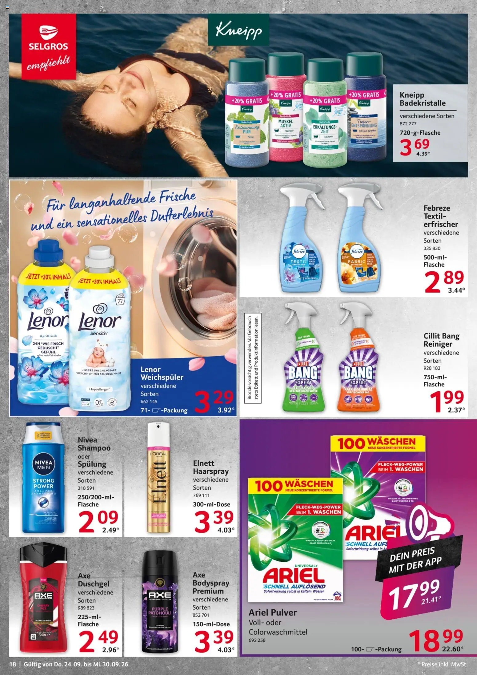 Selgros Prospekt – gültig ab 24.09.2026 | Seite: 18 | Produkte: Lenor, Ariel, Kalk, Weichspüler
