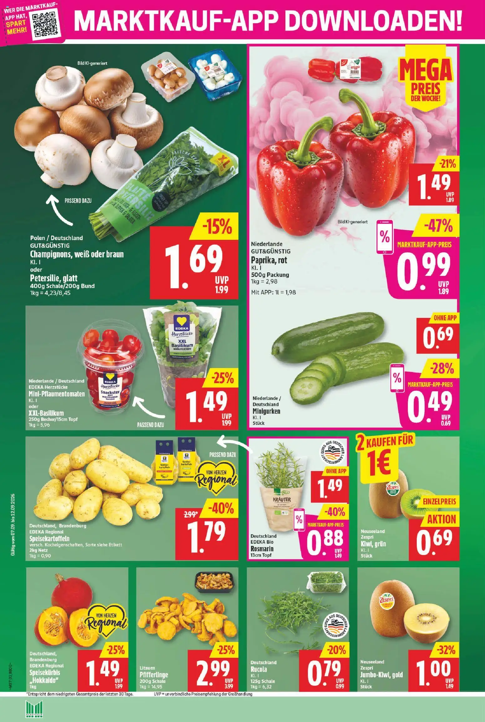 Marktkauf Prospekt – gültig ab 07.09.2026 | Seite: 2 | Produkte: Öl, Rucola, Kartoffeln, Fleisch