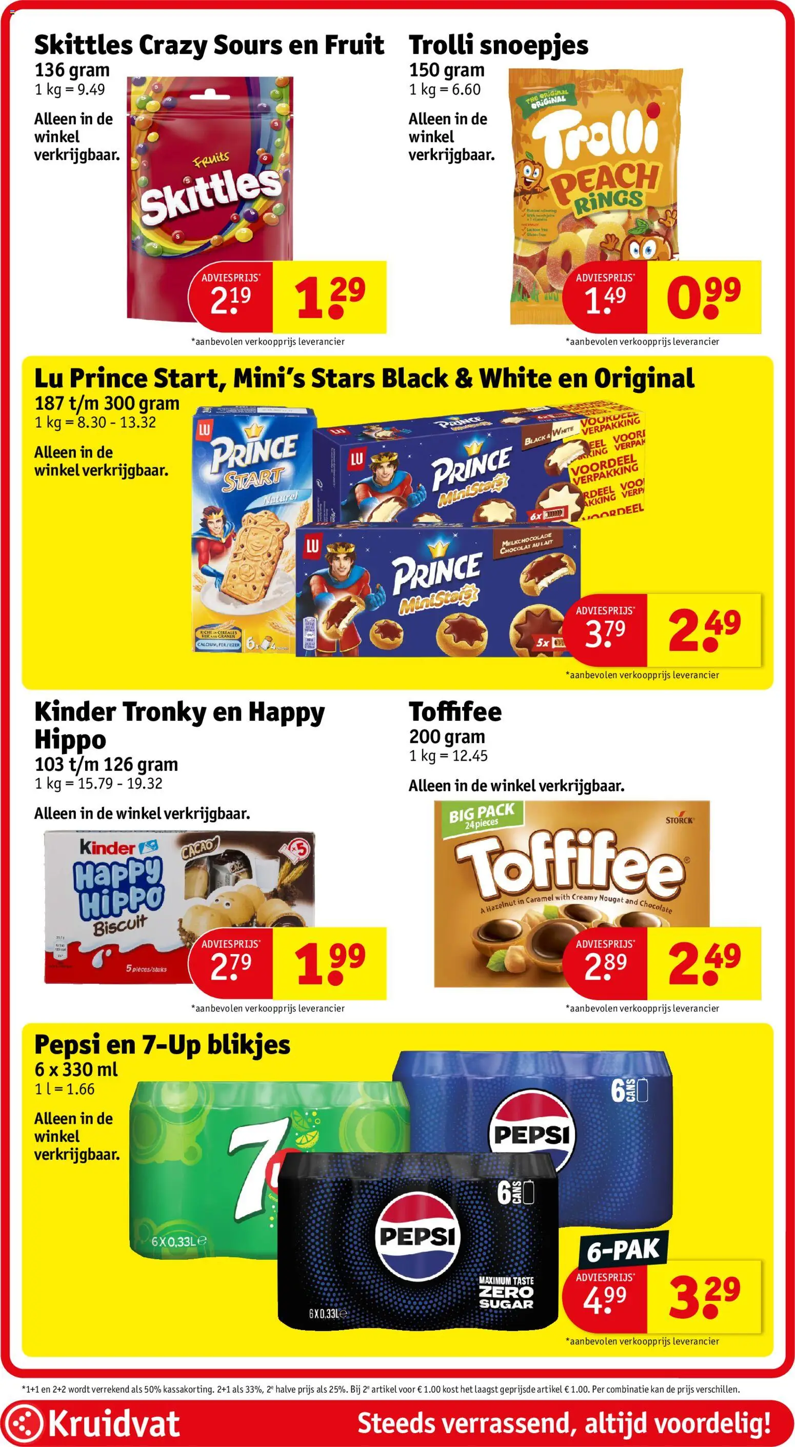 {H1} | Pagina: 52 | Producten: Pepsi, Snoepjes, Kinder, Fruit