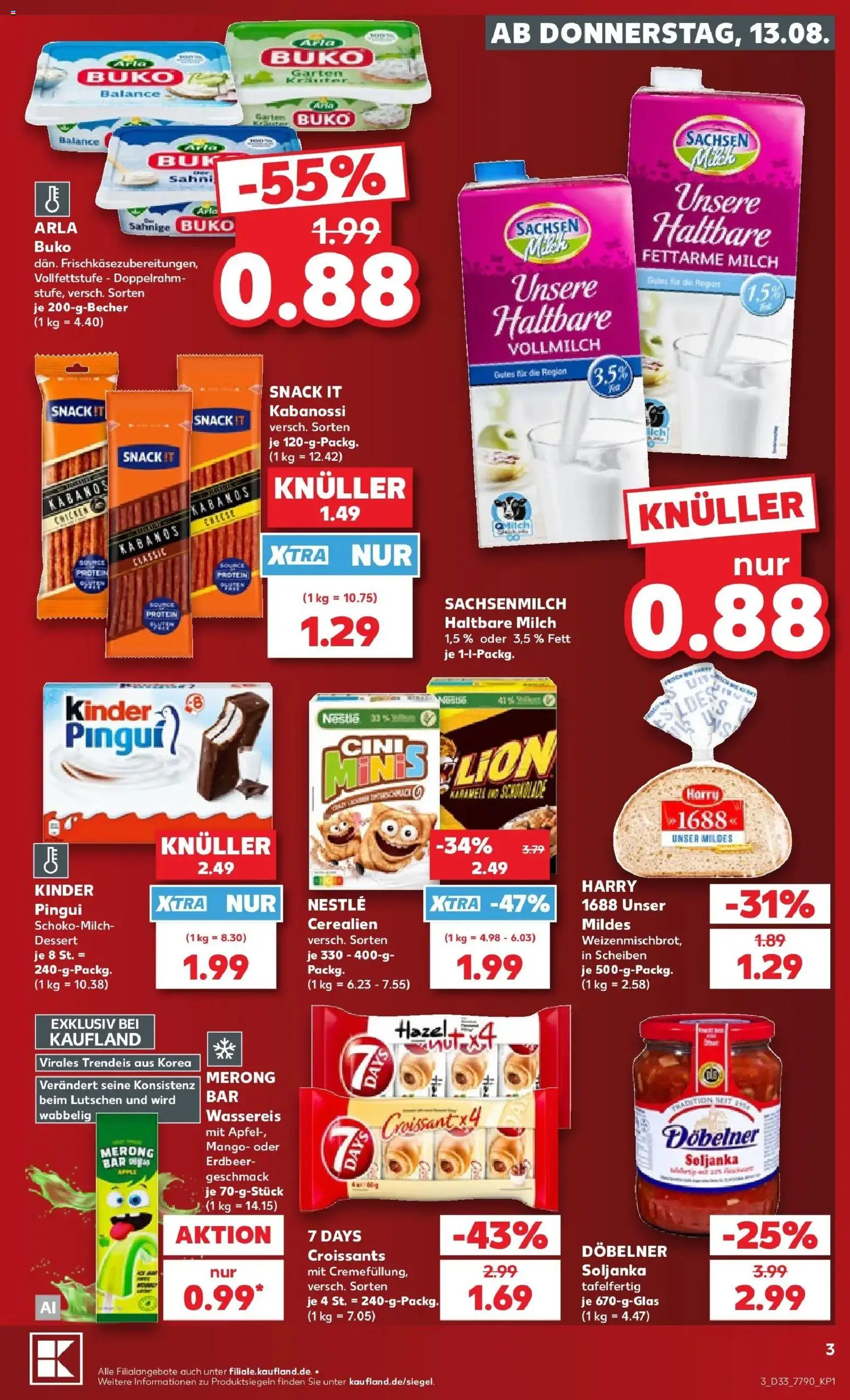 Prospekt Kaufland ab 13.08.2026 » Angebote Online zum Blättern | Seite: 3 | Produkte: Milch 1,5%, Äpfel, Apple, Mango