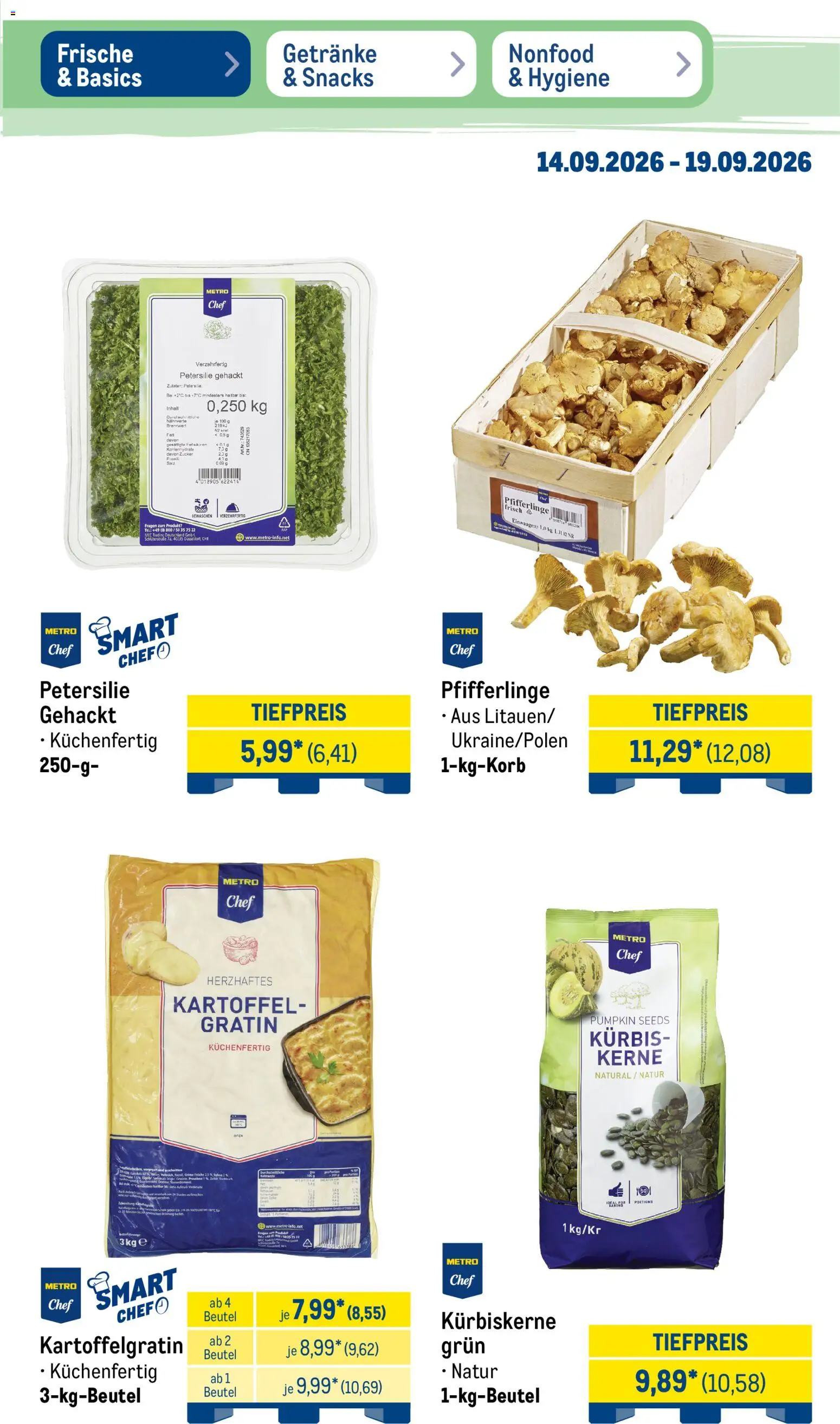 Metro Prospekt – gültig ab 14.09.2026 | Seite: 11 | Produkte: Zucker, Pfifferlinge, Kürbis, Petersilie
