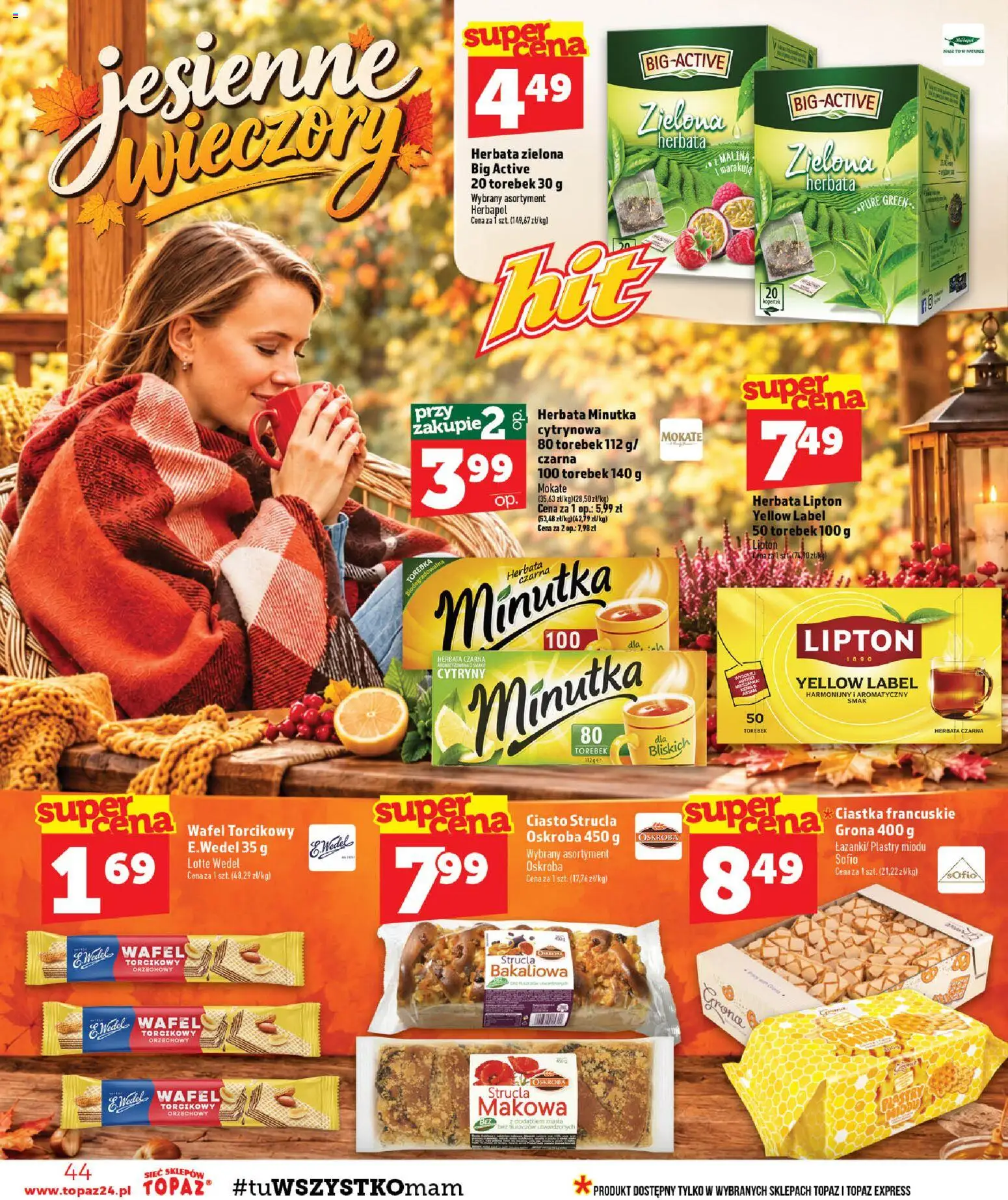 Topaz gazetka - MAZ od 29.10.2026 | Strona: 44 | Produkty: Herbata czarna, Marakuja, Herbata zielona, Herbata lipton
