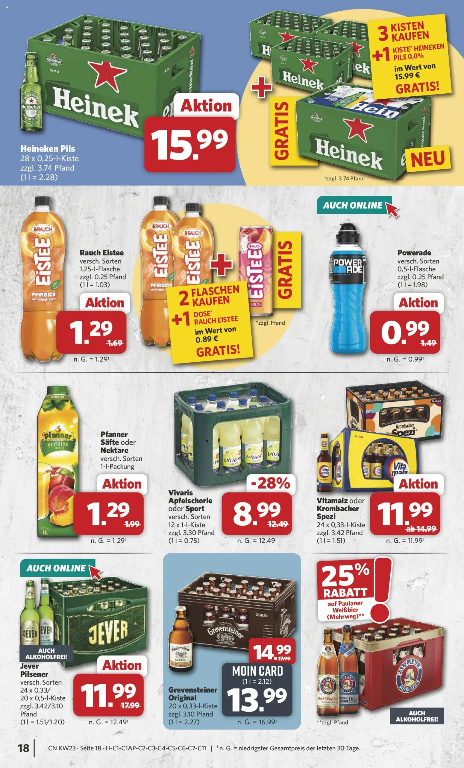 Combi Prospekt – gültig ab 01.06.2026 | Seite: 18 | Produkte: Weißbier, Powerade, Pfirsich, Paulaner
