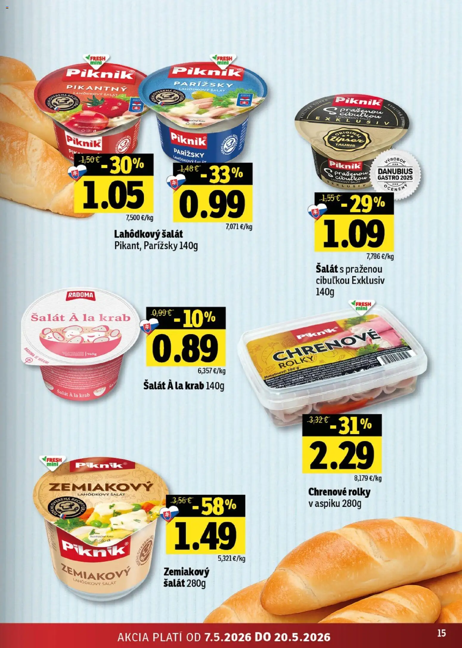 Nové Fresh akcie – leták je platný od 07.05.2026 | Strana: 15 | Produkty: Šalát, Šál